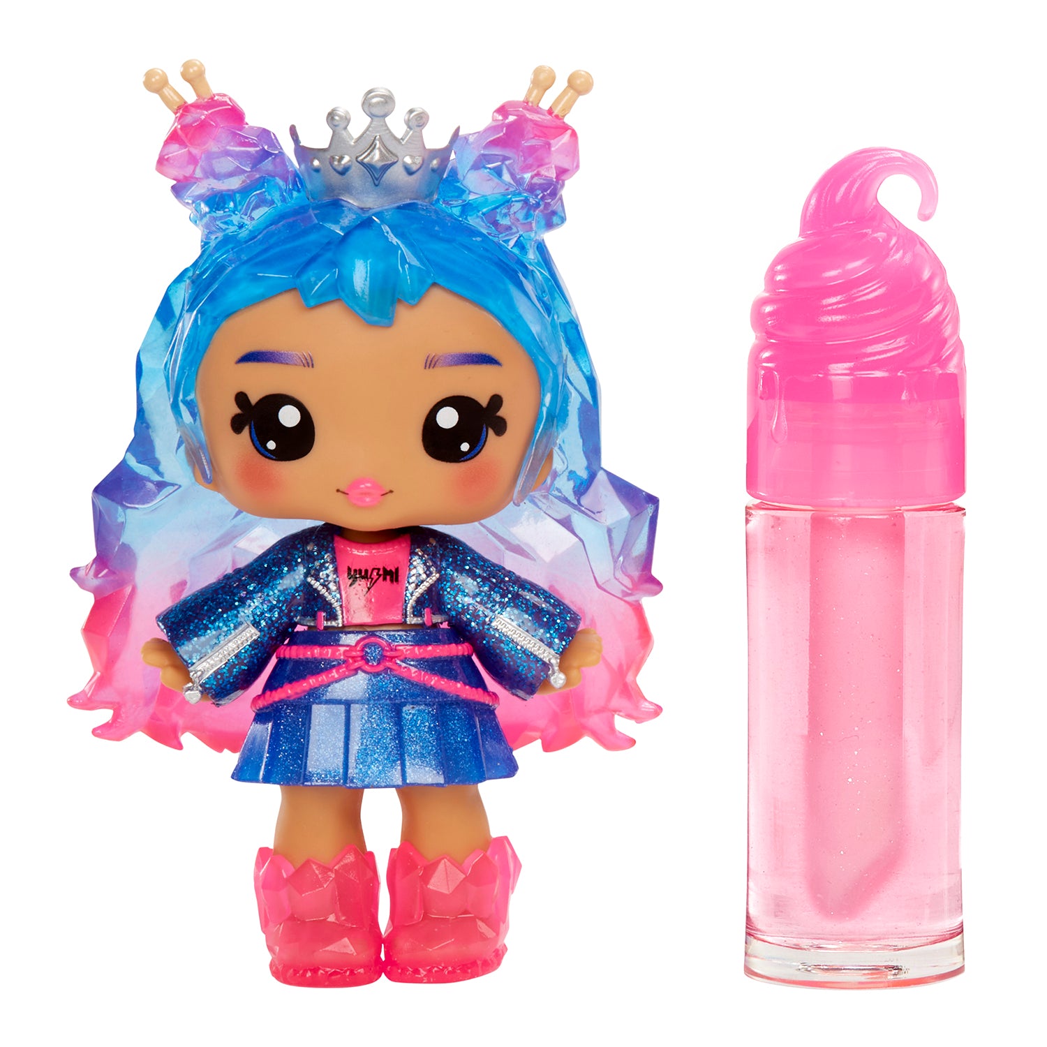MGA ENTERTAINMENT - Yummiland Lip Gloss Doll Roxie Crystal Candy Serie 2 con Kit Crea Lucidalabbra 4+ Anni