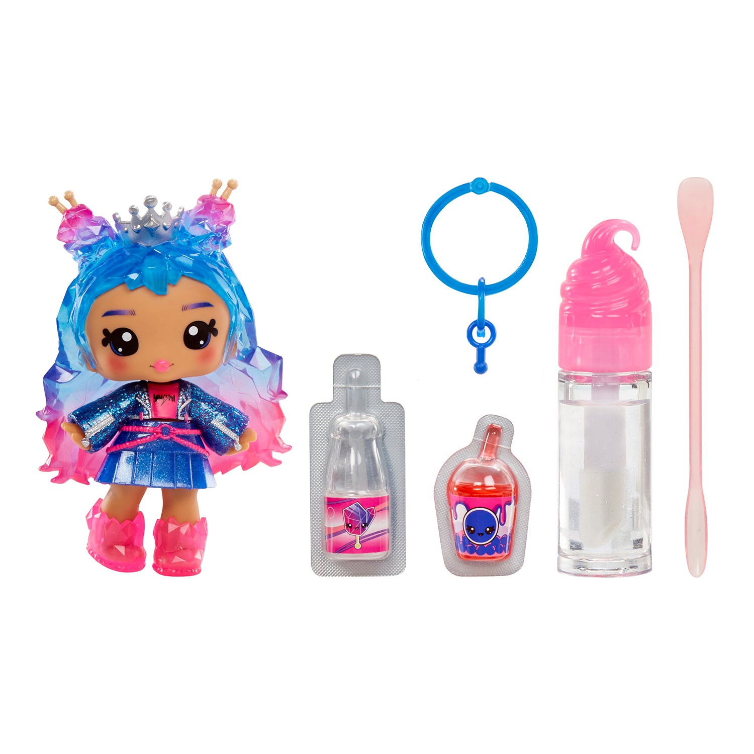 MGA ENTERTAINMENT - Yummiland Lip Gloss Doll Roxie Crystal Candy Serie 2 con Kit Crea Lucidalabbra 4+ Anni