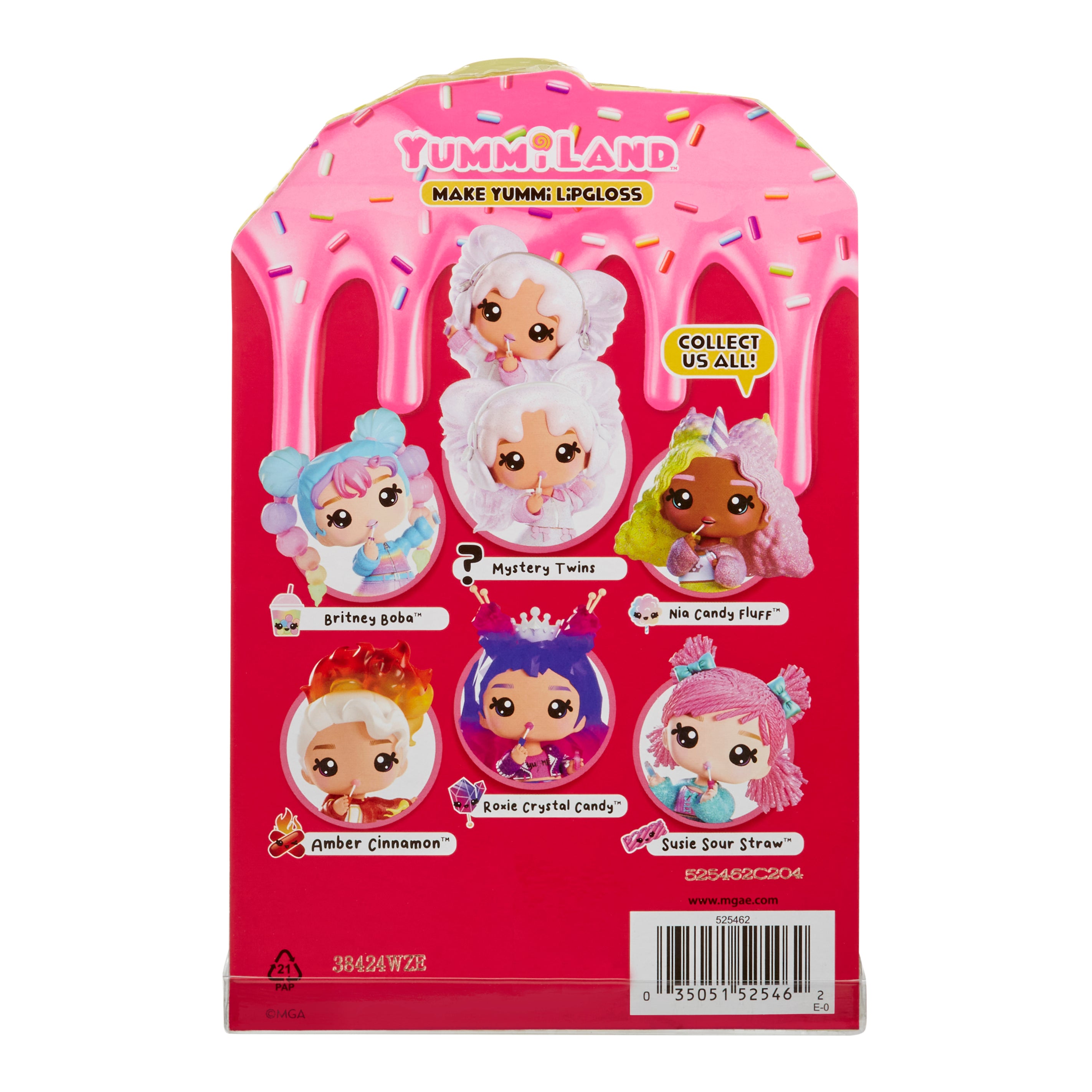 MGA ENTERTAINMENT - Yummiland Lip Gloss Doll Roxie Crystal Candy Serie 2 con Kit Crea Lucidalabbra 4+ Anni