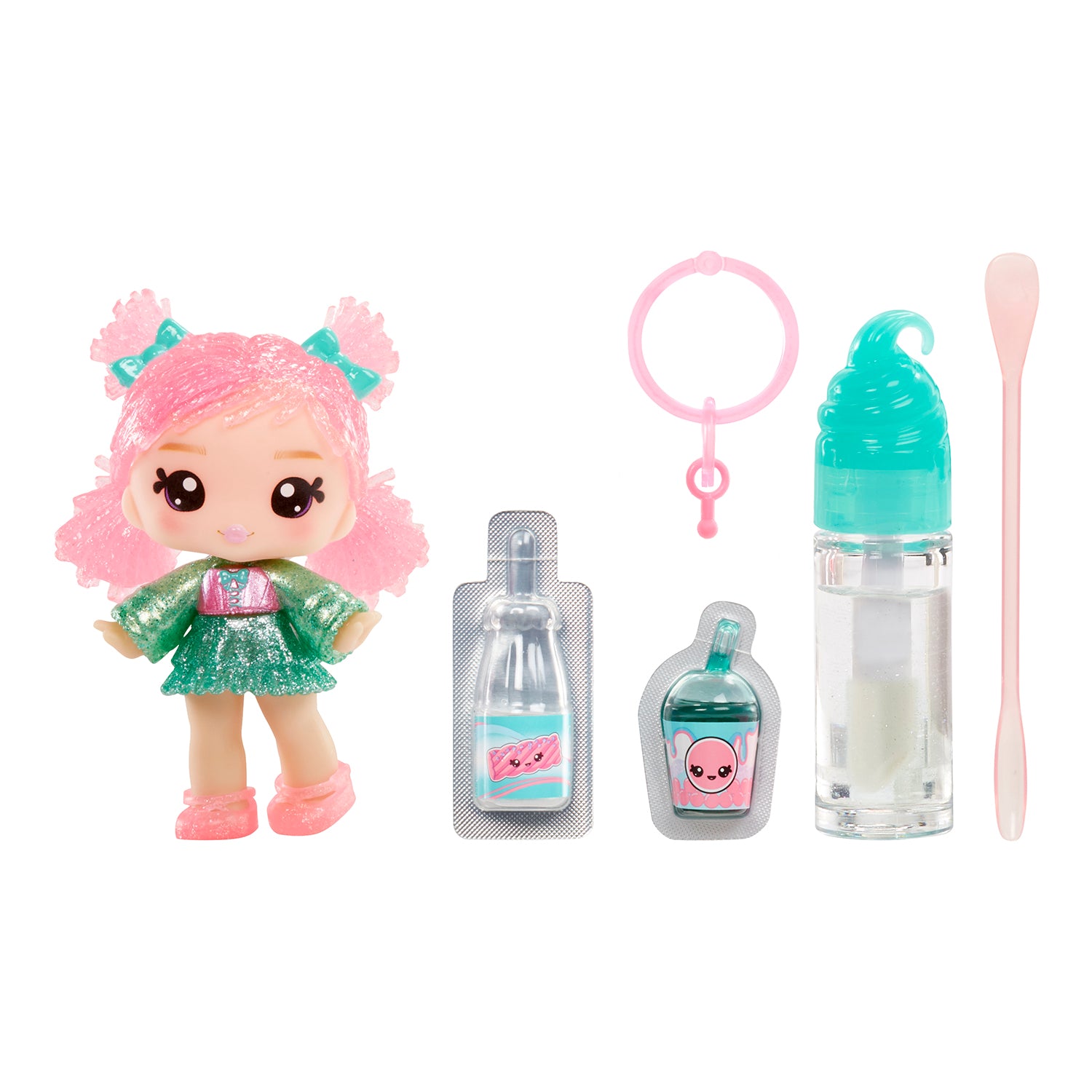 MGA ENTERTAINMENT - Yummiland Lip Gloss Doll Susie Sour Straw Serie 2 con Kit Crea Lucidalabbra 4+ Anni