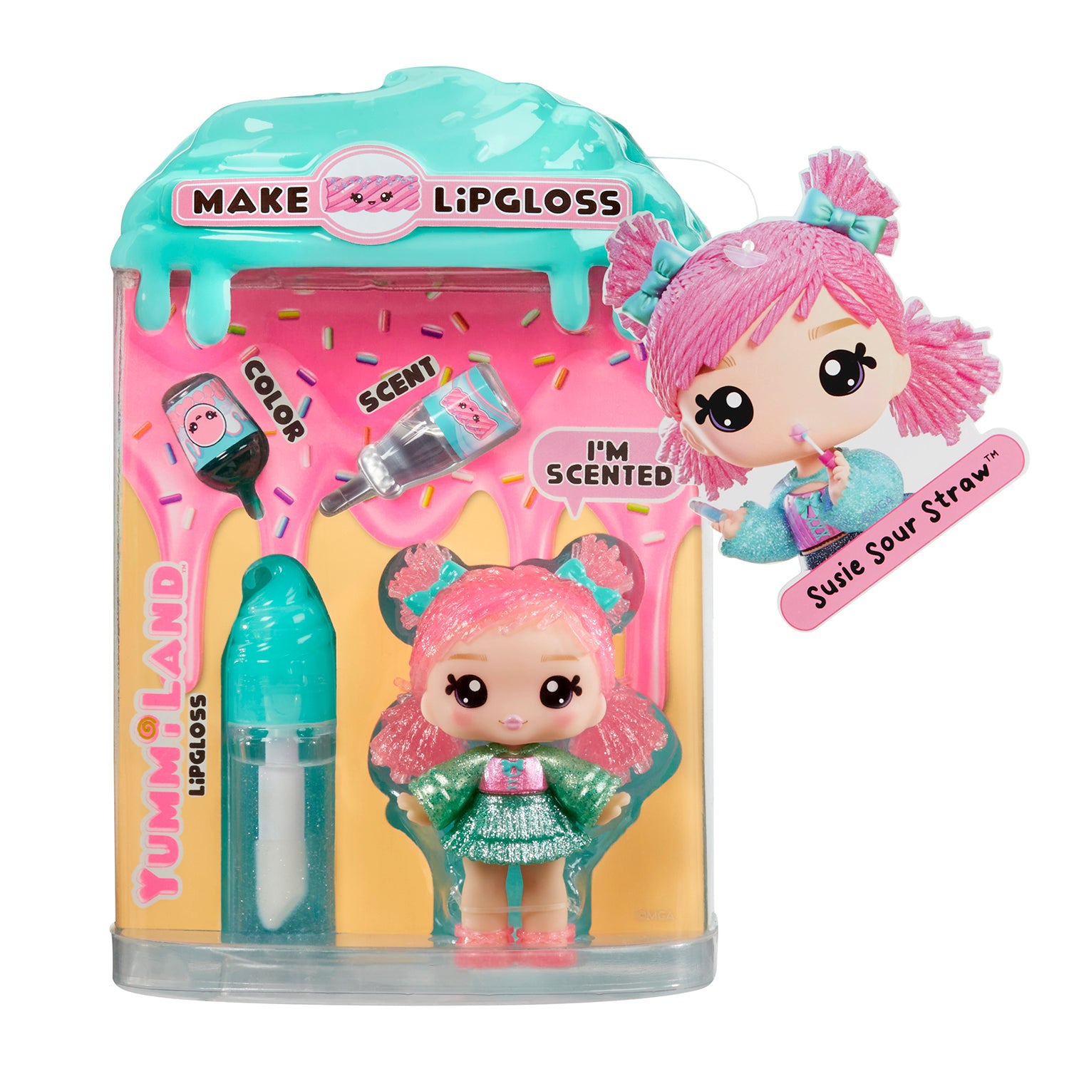MGA ENTERTAINMENT - Yummiland Lip Gloss Doll Susie Sour Straw Serie 2 con Kit Crea Lucidalabbra 4+ Anni