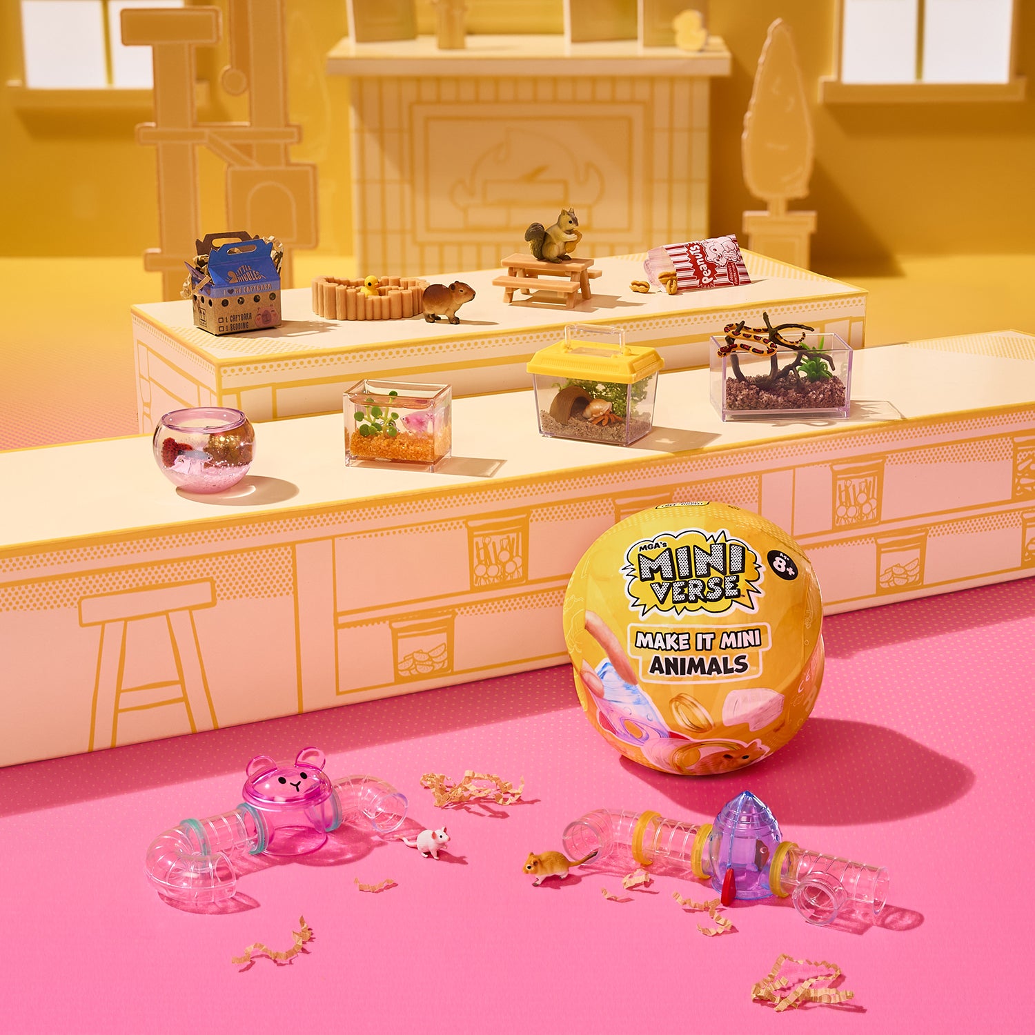 MGA ENTERTAINMENT - Miniverse Make It Mini Animals Series 2 Mini Animale con Habitat a Sorpresa 8+ Anni