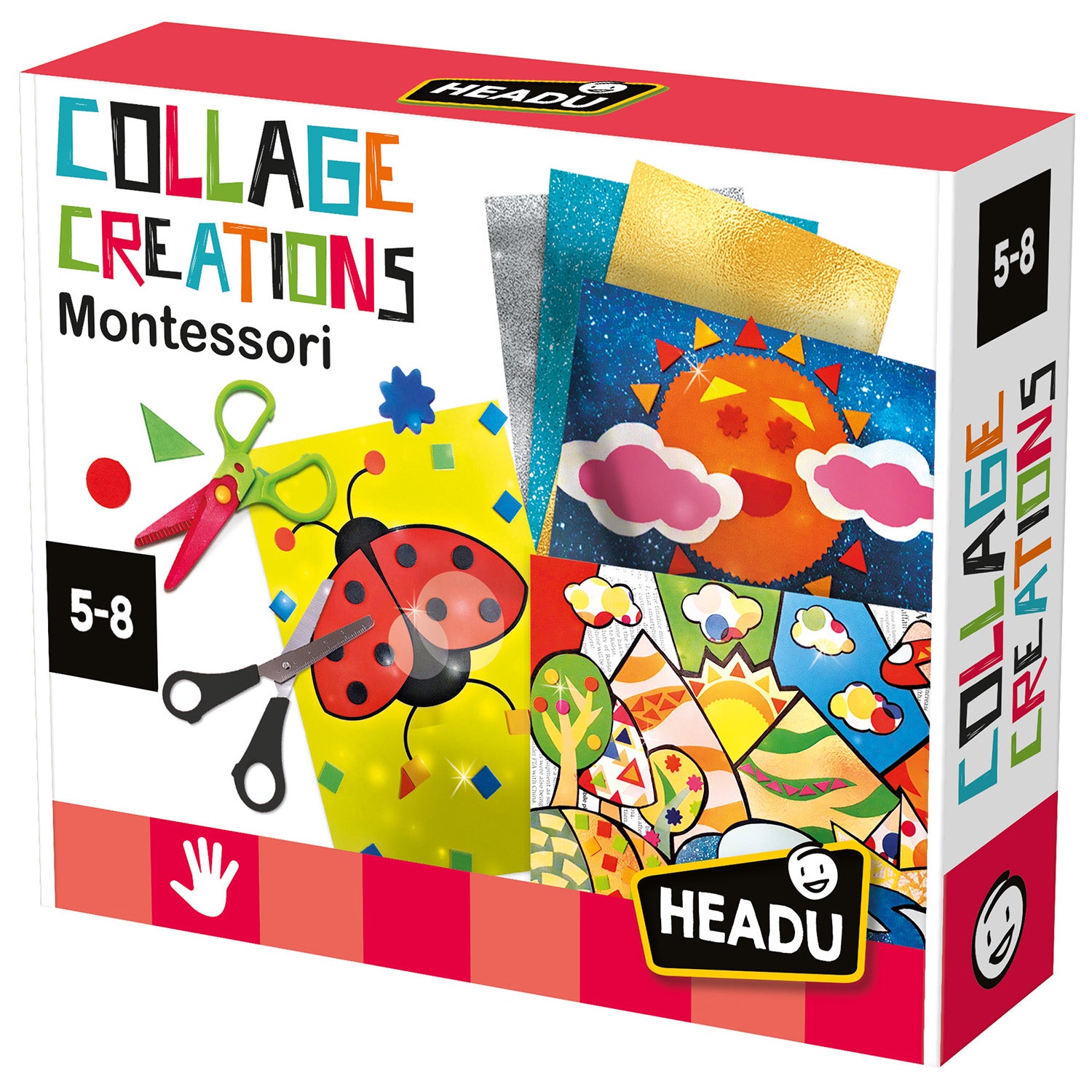 HEADU - Collage Creations Montessori Kit Creativo Ritaglia, Incolla e Decora
