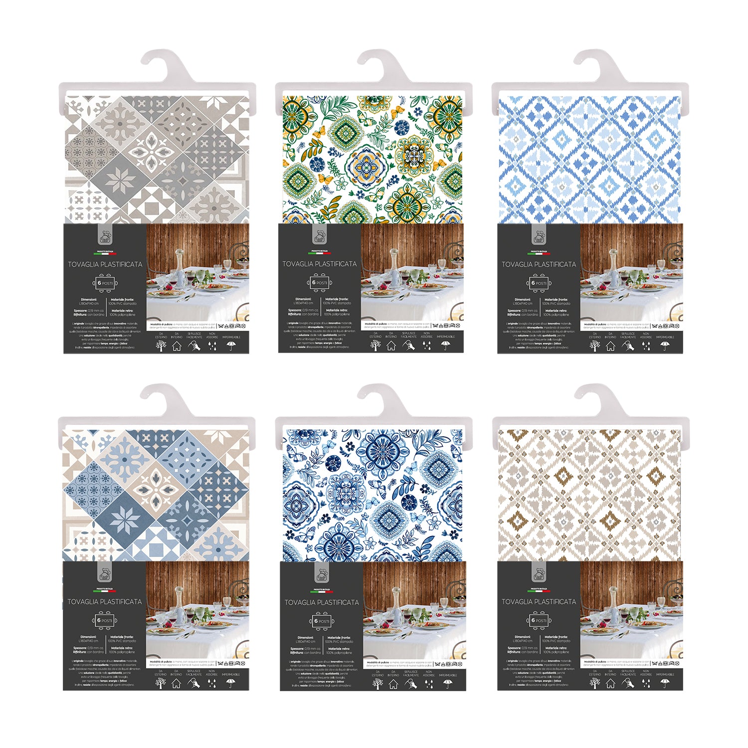 GUSTO CASA - Tovaglia antimacchia 6 posti 140x180 cm