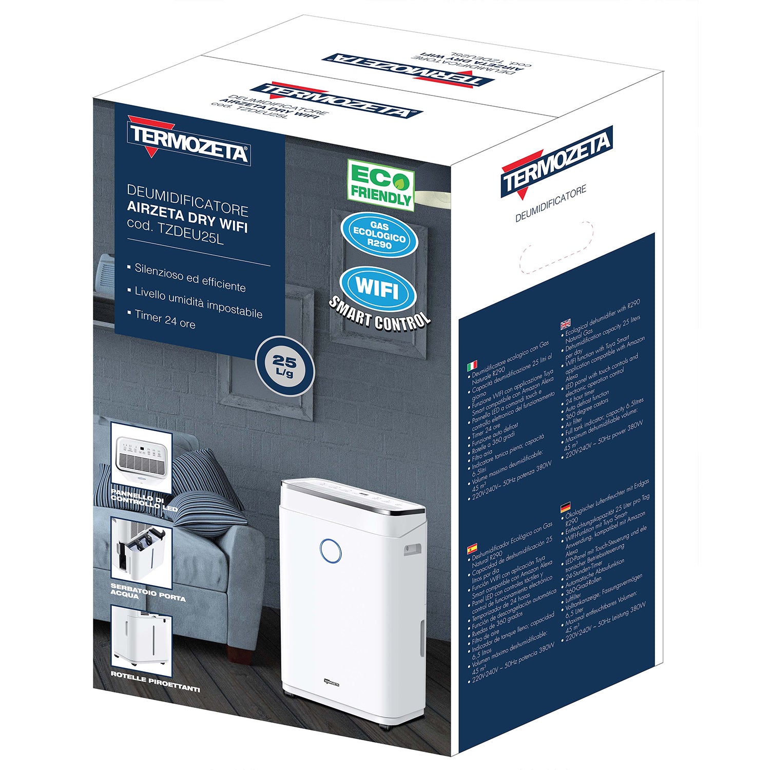 TERMOZETA - Deumidificatore Airzeta Dry Wi-Fi 25 Litri