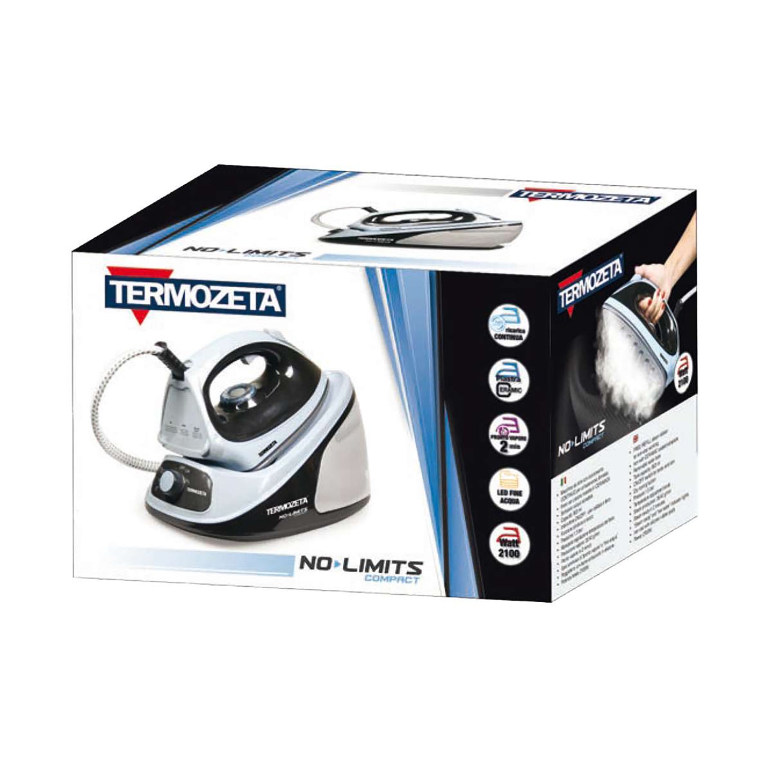 TERMOZETA - Ferro da stiro a Vapore con Caldaia No Limits Compact Ceramic 2100 Watt
