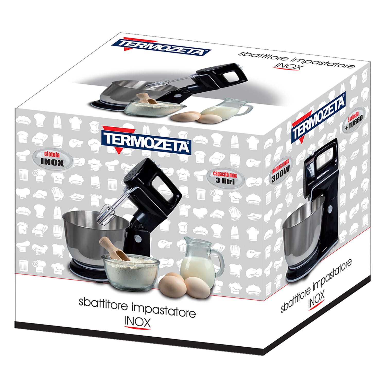 TERMOZETA - Sbattitore Impastatore Inox 3 litri 300 Watt