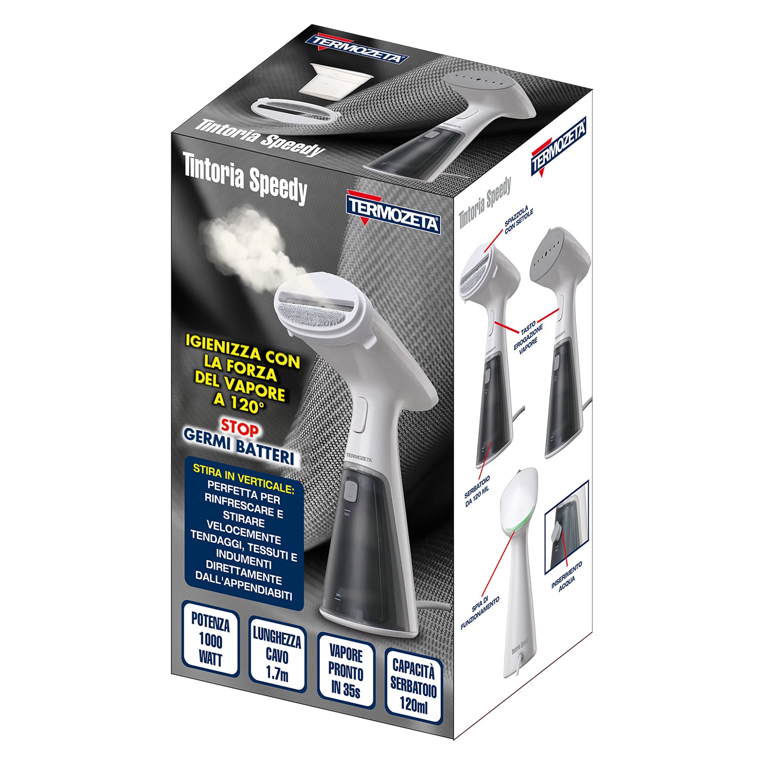 TERMOZETA - Ferro da stiro Verticale a vapore Tintoria Speedy 1000 Watt