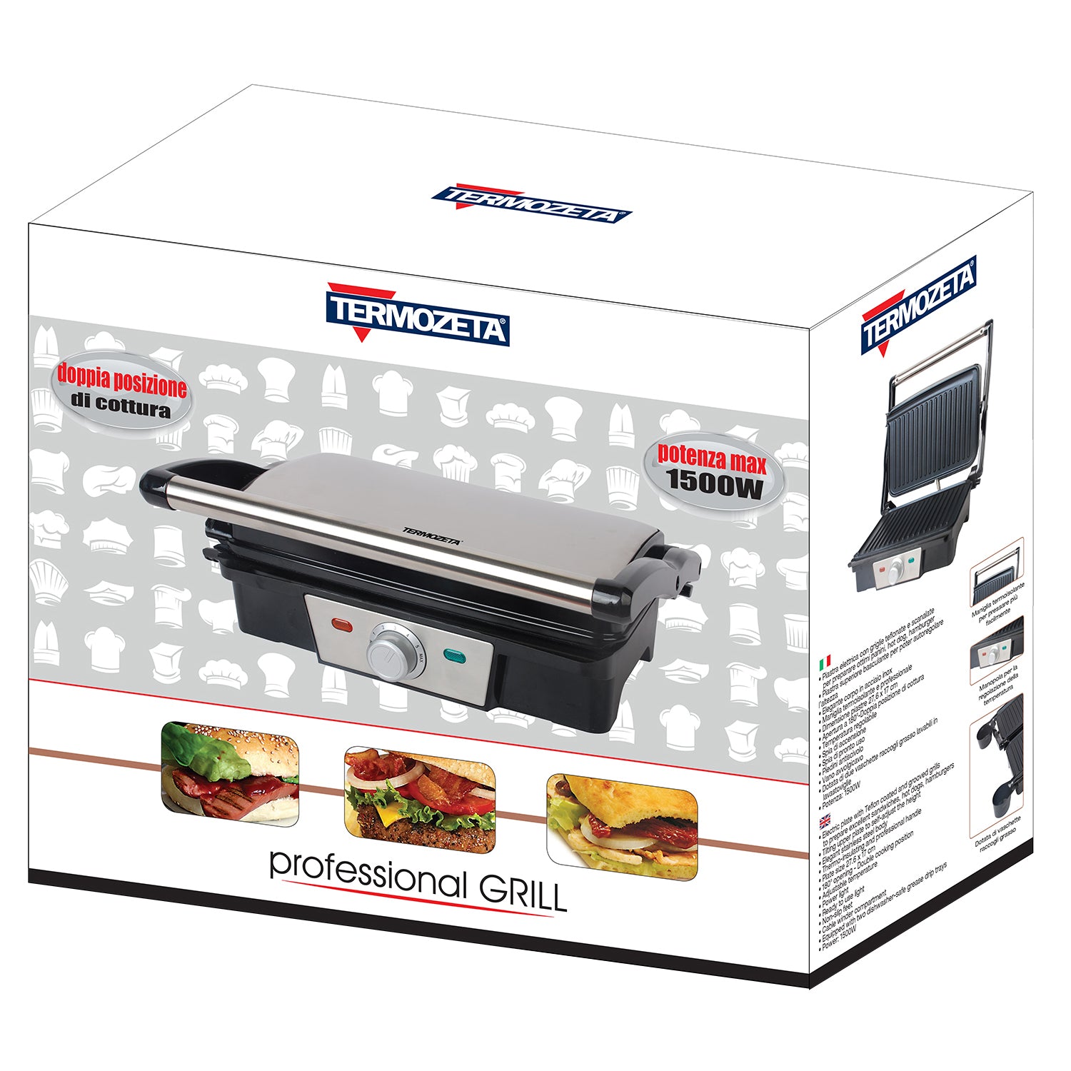 TERMOZETA - Piastra Elettrica Professional Grill 1500 Watt