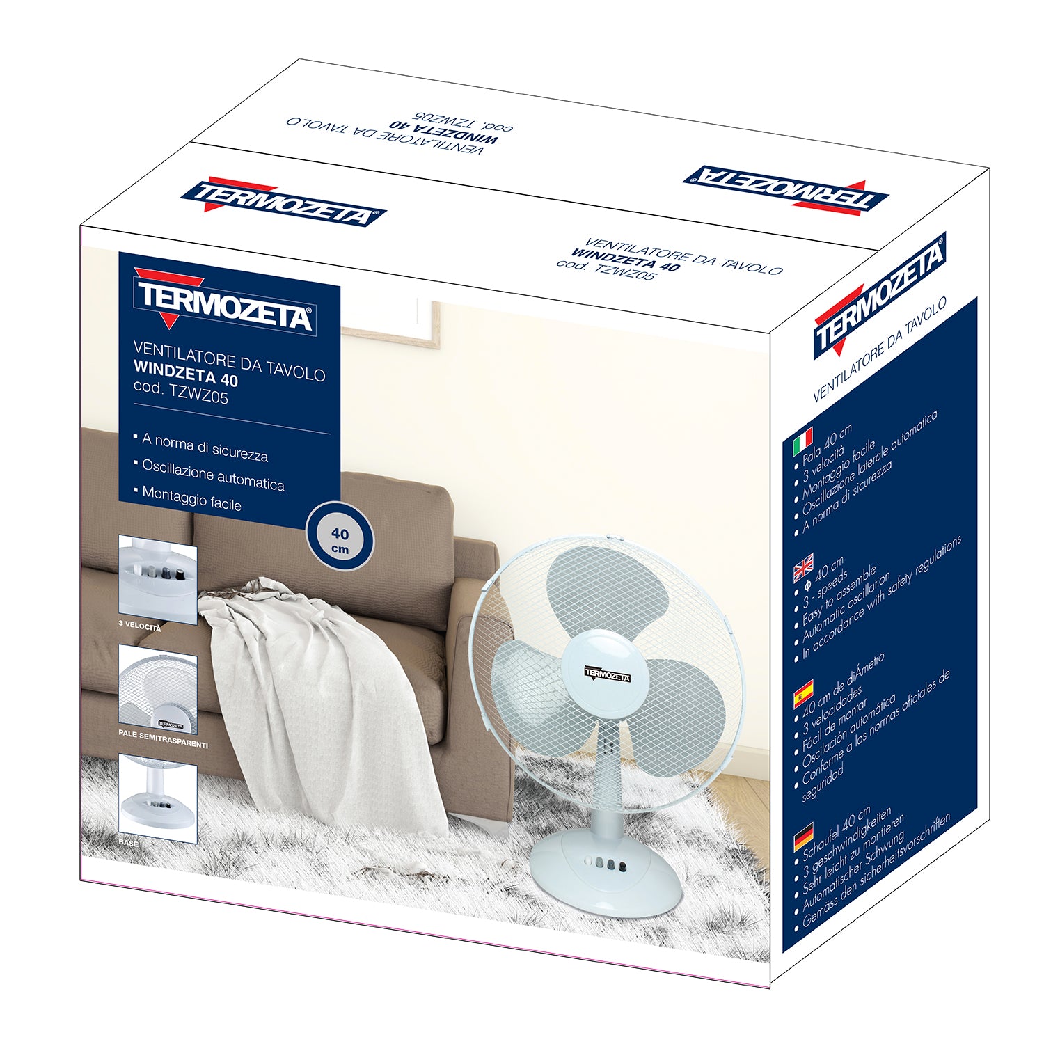 TERMOZETA - Ventilatore da tavolo Windzeta 40 Bianco