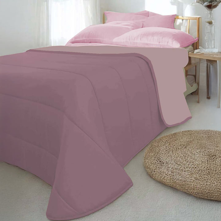 VESTIAMO CASA - Trapunta Letto Singolo Bicolor Style Malva e Cipria 150x240 cm