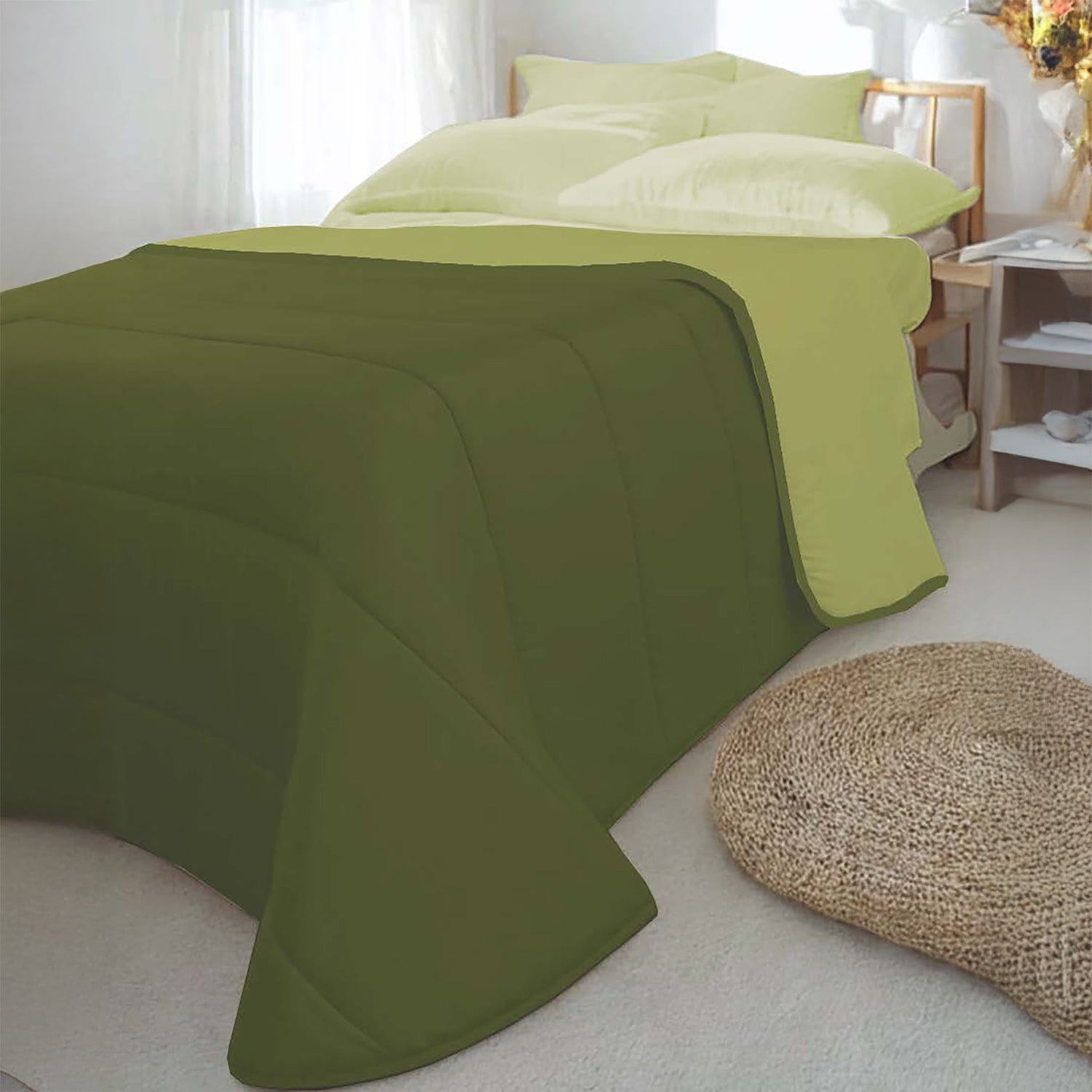 VESTIAMO CASA - Trapunta Matrimoniale Bicolor Style Verde Salvia 240x240 cm