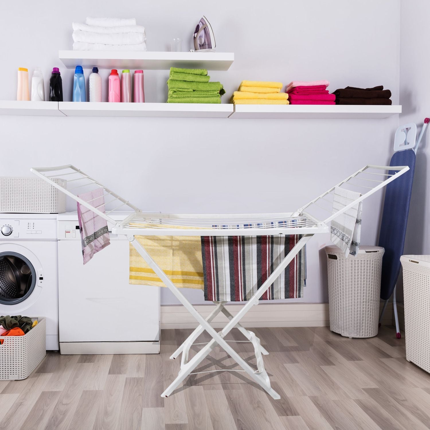 VESTIAMO CASA - Stendibiancheria da pavimento Light in resina Bianco - 18 metri di stenditura