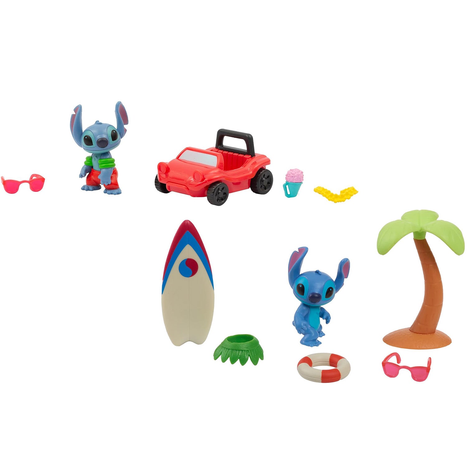 GIOCHI PREZIOSI - Disney Stitch Playset Veicoli Assortiti con Accessori- Surf & Sun / Hang Ten con Accessori