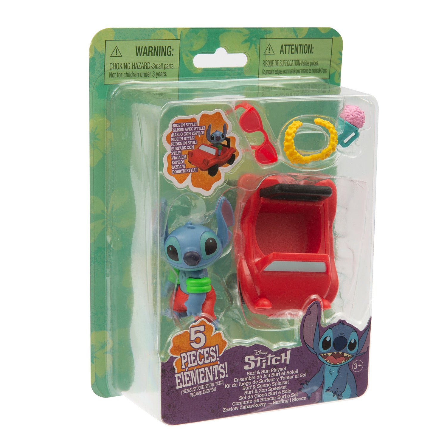 GIOCHI PREZIOSI - Disney Stitch Playset Veicoli Assortiti con Accessori- Surf & Sun / Hang Ten con Accessori