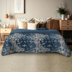 ROYALTEX - Trapunta Matrimoniale Ambra Paisley Blu 250x250 cm