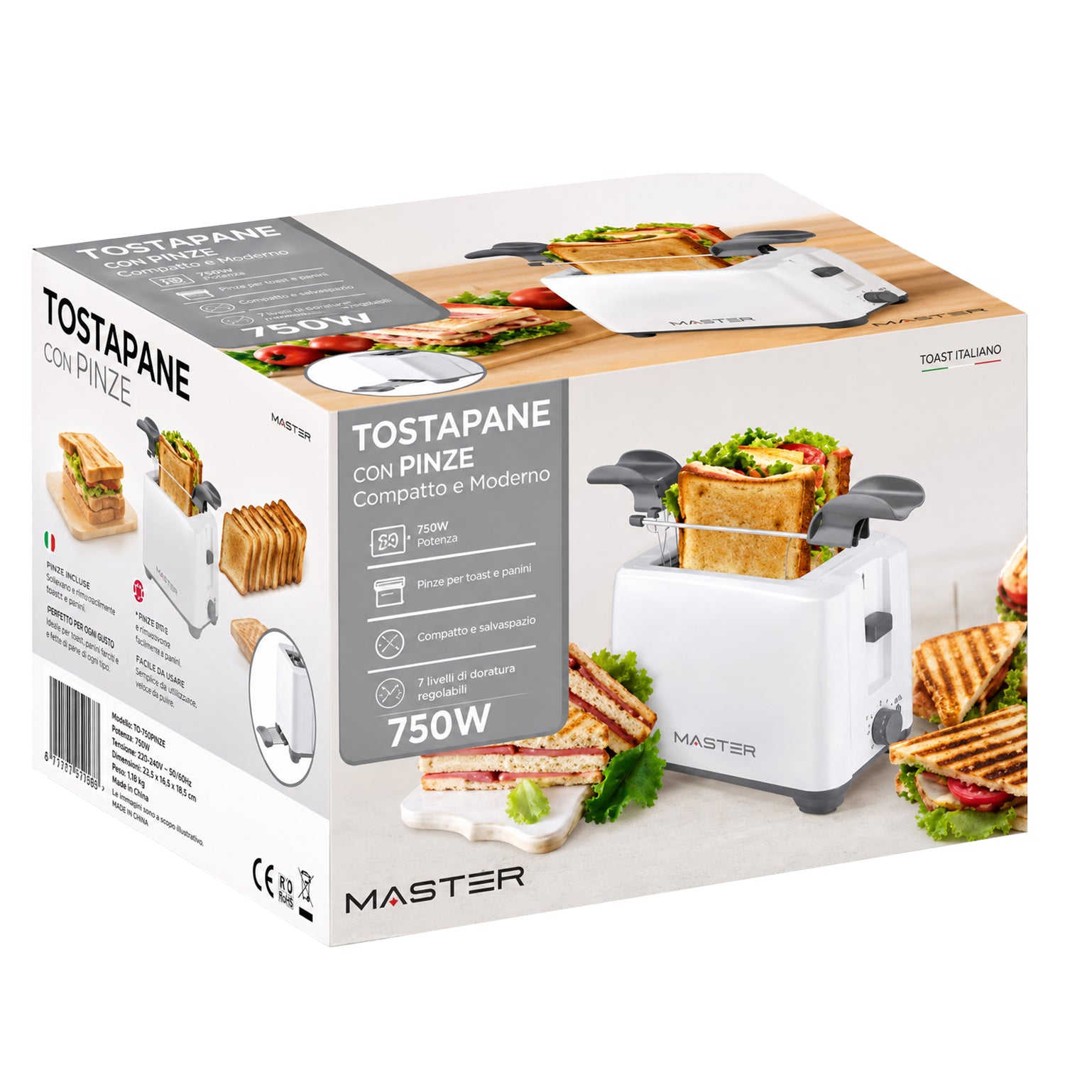 MASTER - Tostapane 2 Fette 750 Watt