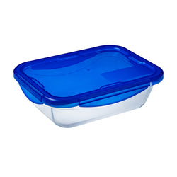 PYREX - Contenitore Rettangolare in vetro con coperchio ermetico Linea Cook & Go 24x18 cm