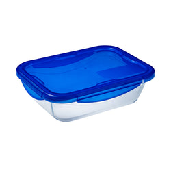 PYREX - Contenitore Rettangolare in vetro con coperchio ermetico Linea Cook & Go 20x15 cm