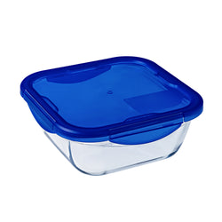 PYREX - Contenitore Quadrato in vetro con coperchio ermetico Linea Cook & Go 21x21 cm