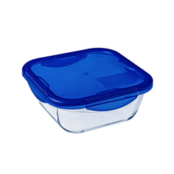 PYREX - Contenitore Quadrato in vetro con coperchio ermetico Linea Cook & Go 16x16 cm