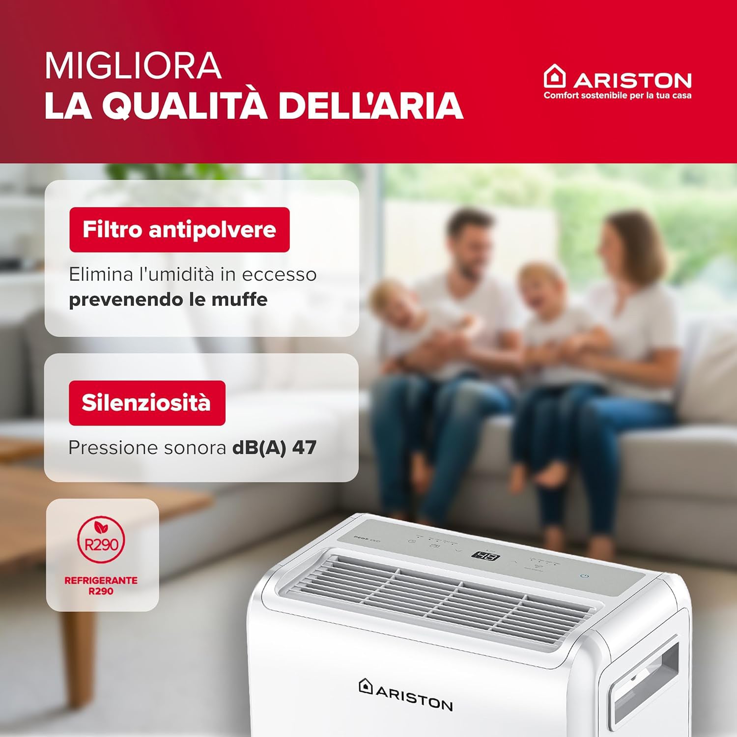 ARISTON - Deumidificatore Portatile Deos 10 EVO 10 Litri/24h Bianco