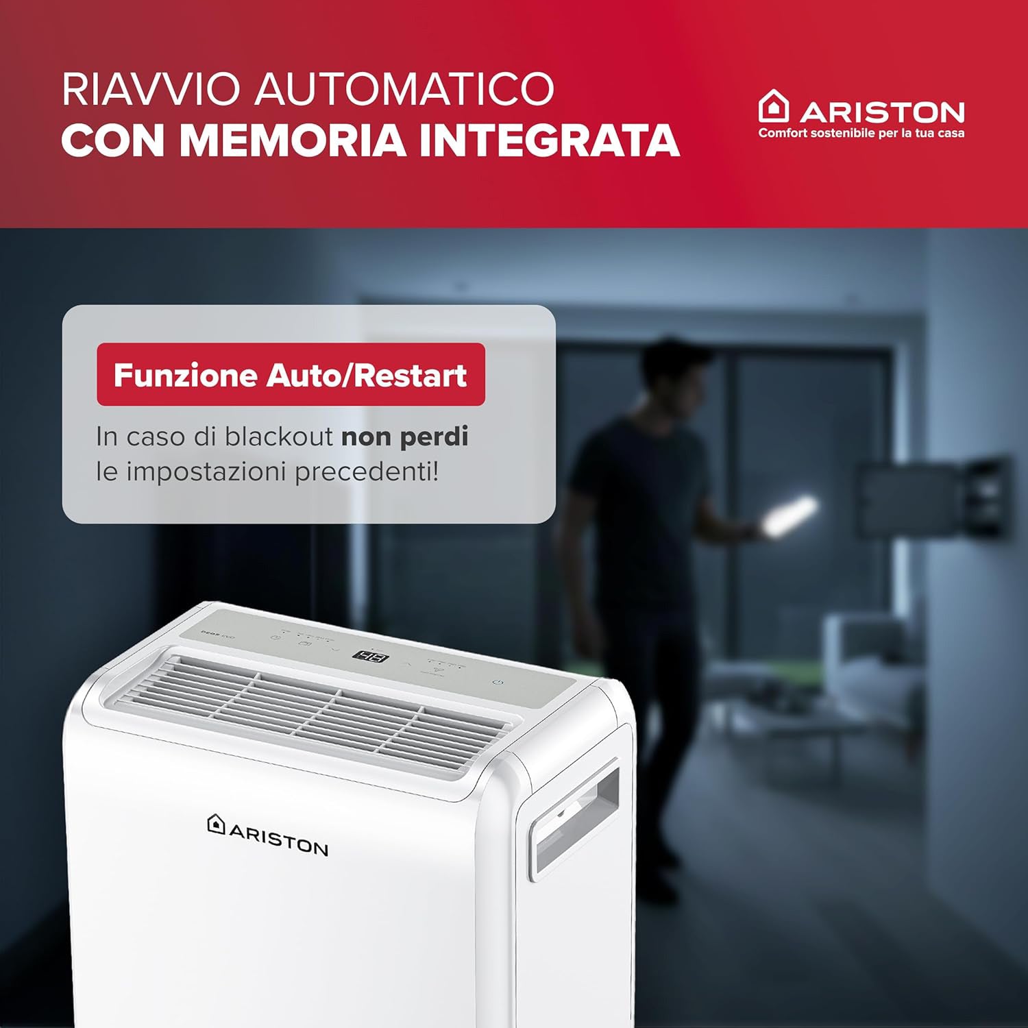 ARISTON - Deumidificatore Portatile Deos 10 EVO 10 Litri/24h Bianco