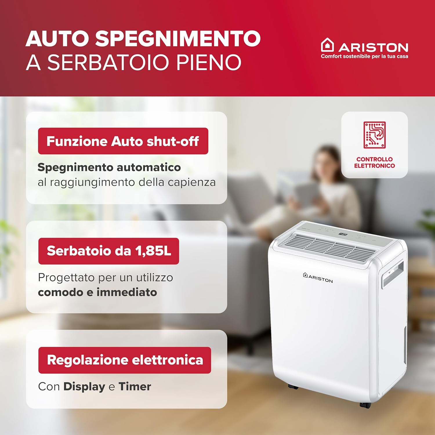 ARISTON - Deumidificatore Portatile Deos 10 EVO 10 Litri/24h Bianco