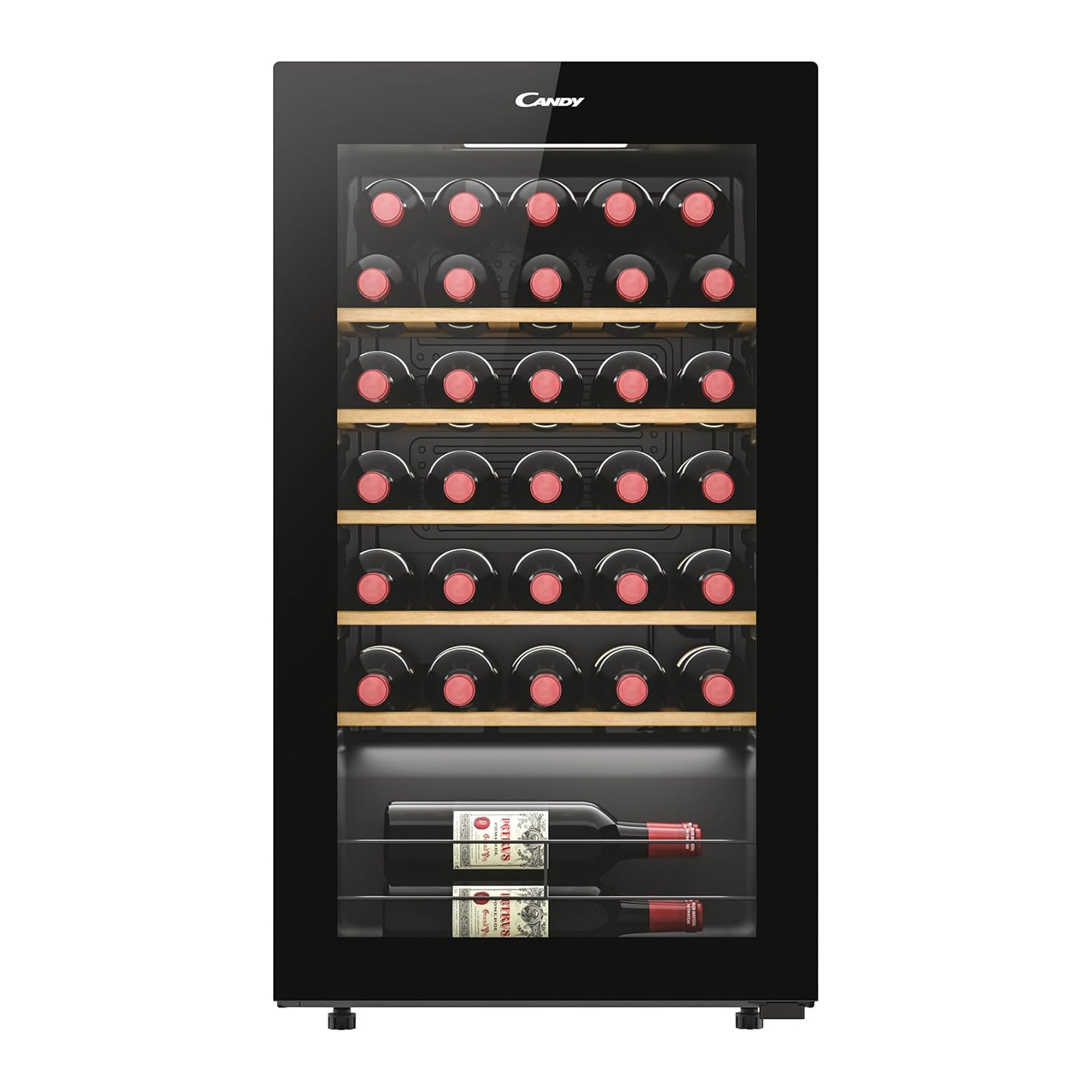 CANDY - Cantinetta Vino CWC034 Wi-Fi 34 Bottiglie con 5 Ripiani in Legno - h85x47,5x45,6 cm