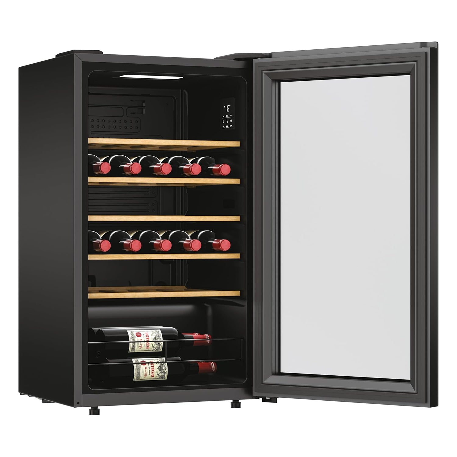 CANDY - Cantinetta Vino CWC034 Wi-Fi 34 Bottiglie con 5 Ripiani in Legno - h85x47,5x45,6 cm
