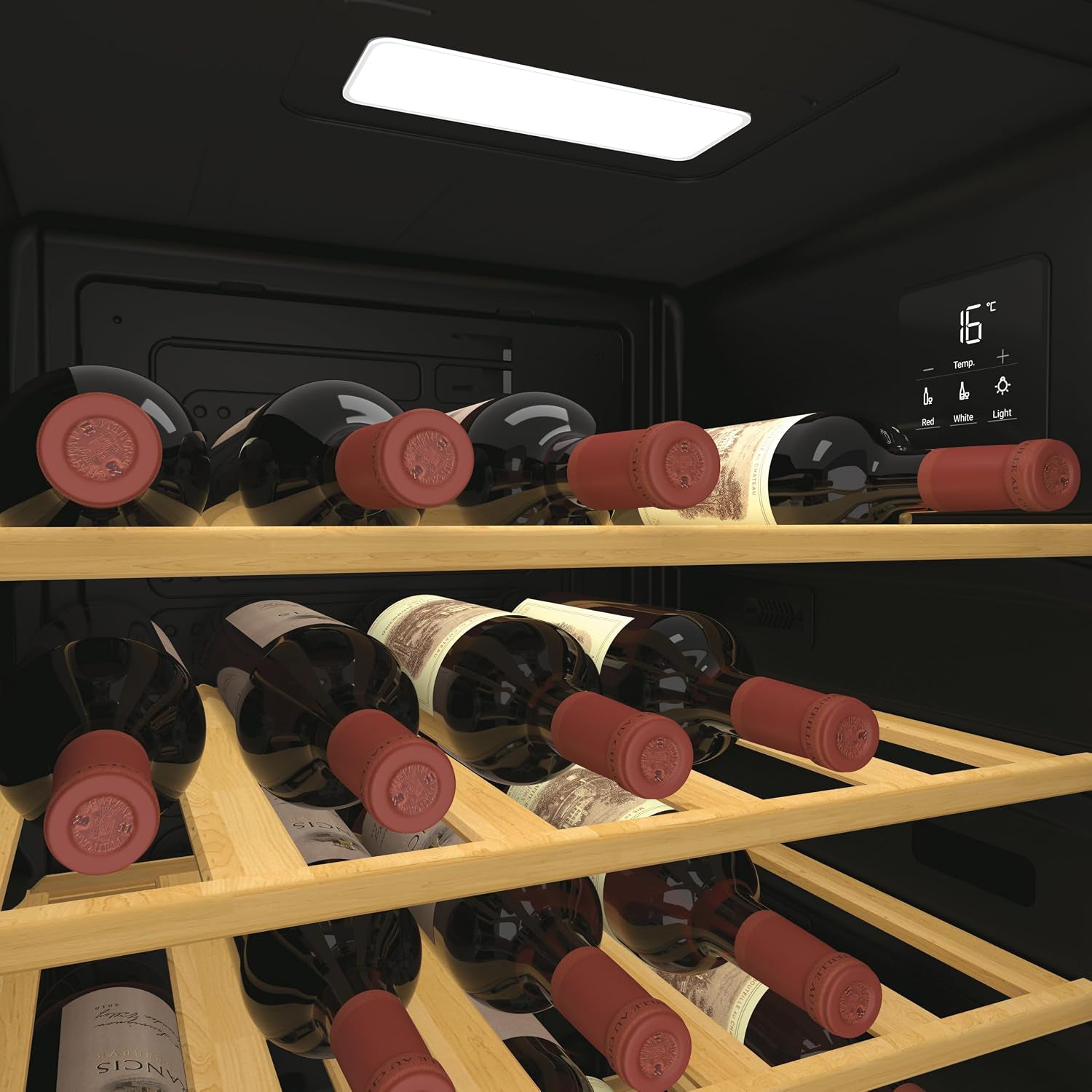 CANDY - Cantinetta Vino CWC034 Wi-Fi 34 Bottiglie con 5 Ripiani in Legno - h85x47,5x45,6 cm