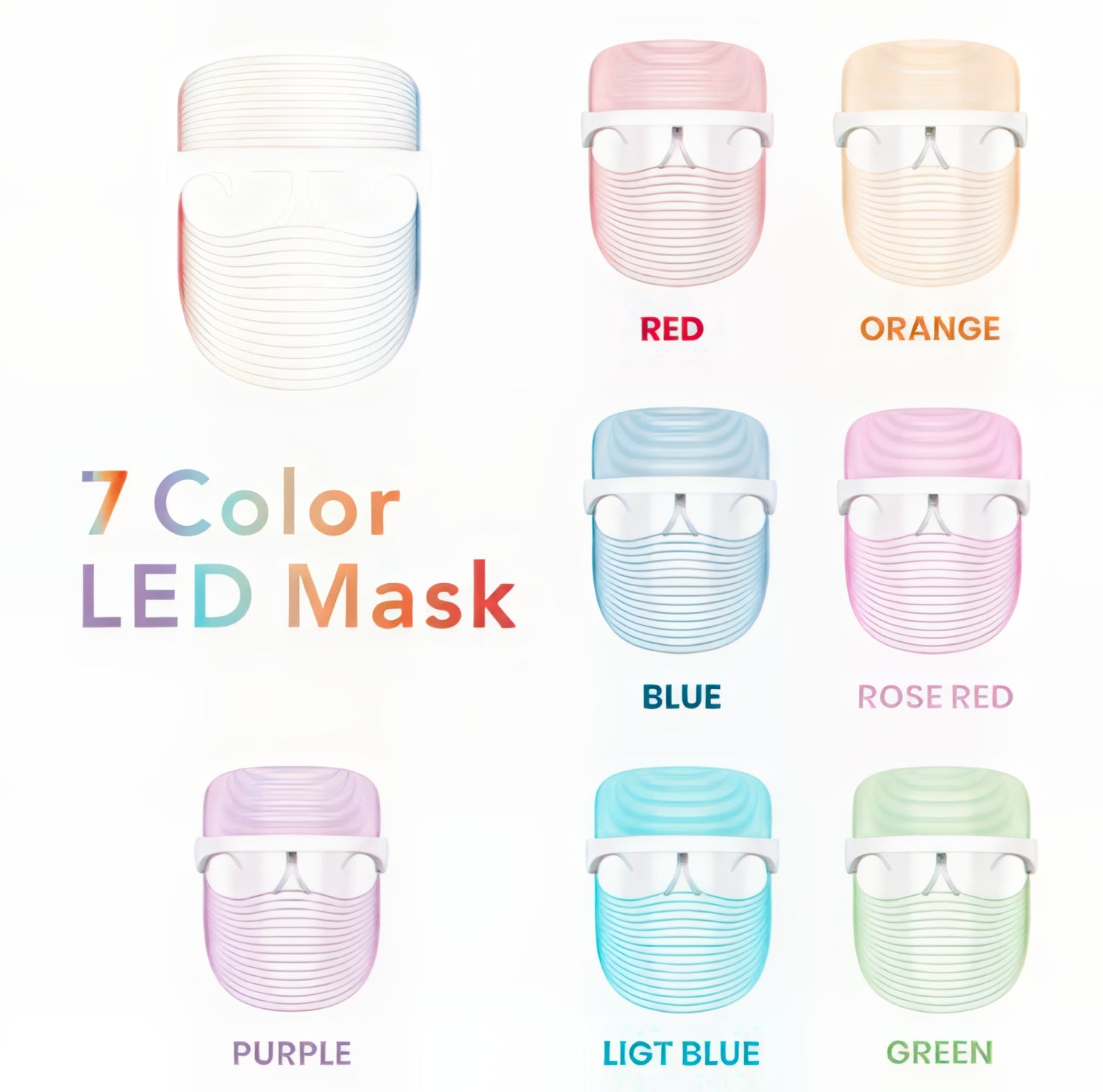JOCCA - Maschera LED 7 Colori Jocca Beauty - Terapia Luce Viso con Cavo USB (Art. 2798)