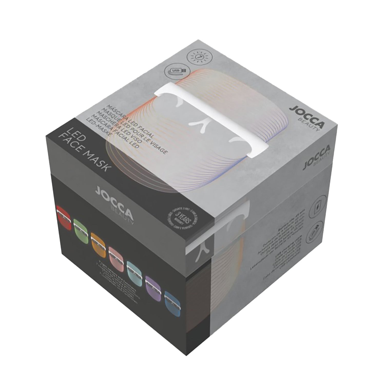 JOCCA - Maschera LED 7 Colori Jocca Beauty - Terapia Luce Viso con Cavo USB (Art. 2798)