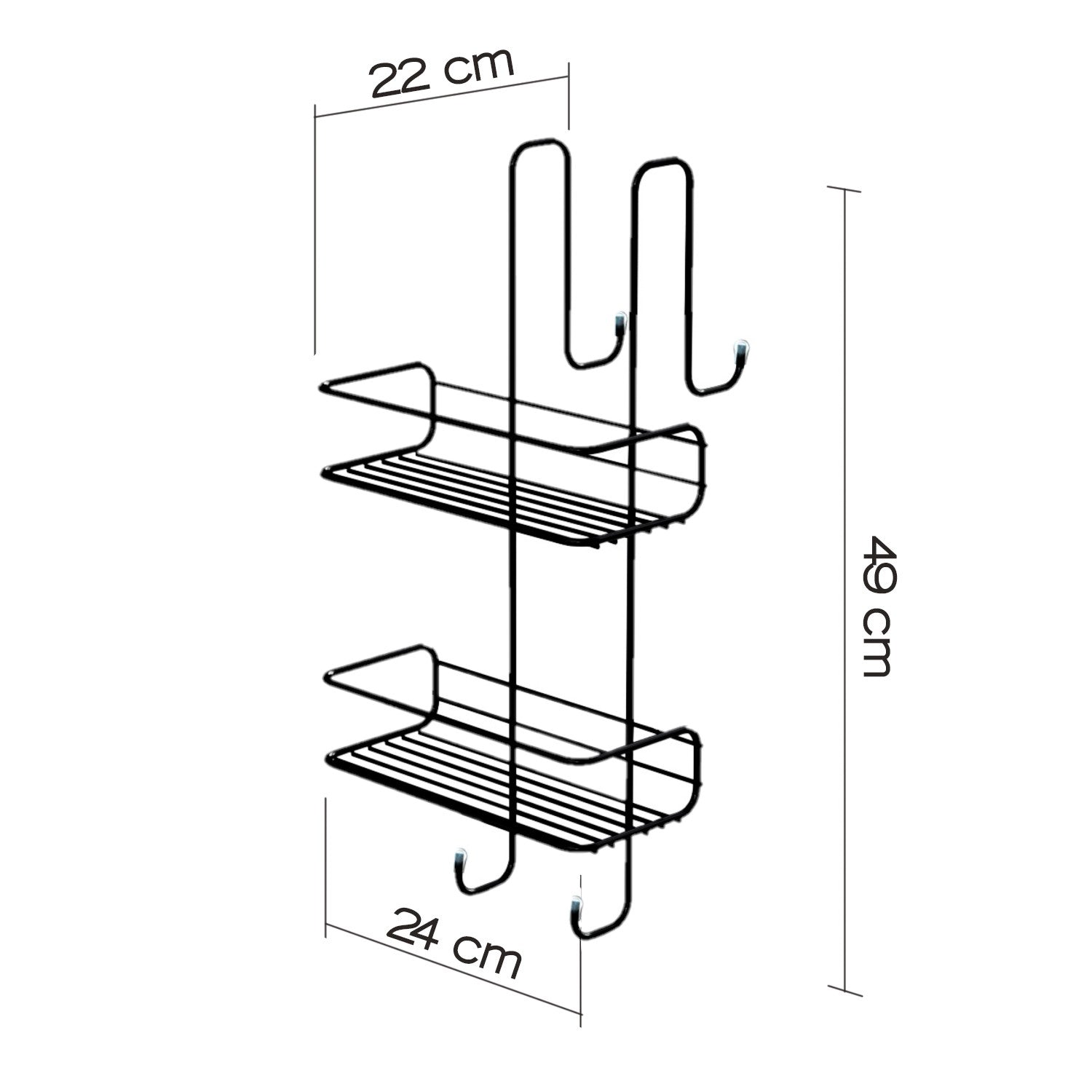 GEDY - Portaoggetti Doccia 2 ripiani in acciaio Nero TITO