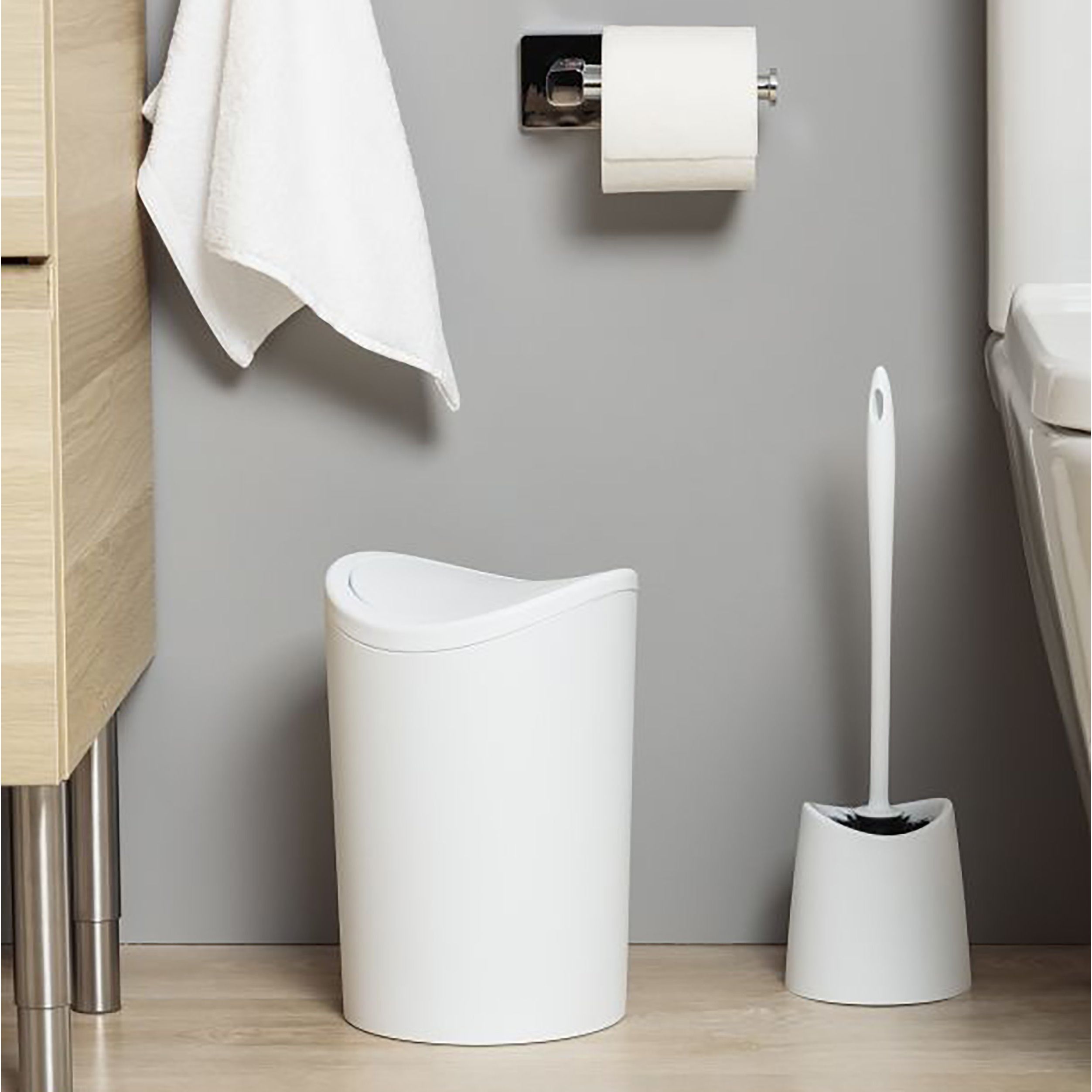 TATAY - Pattumiera Standard con coperchio basculante Bianca 6 litri - h28 cm diametro 19 cm