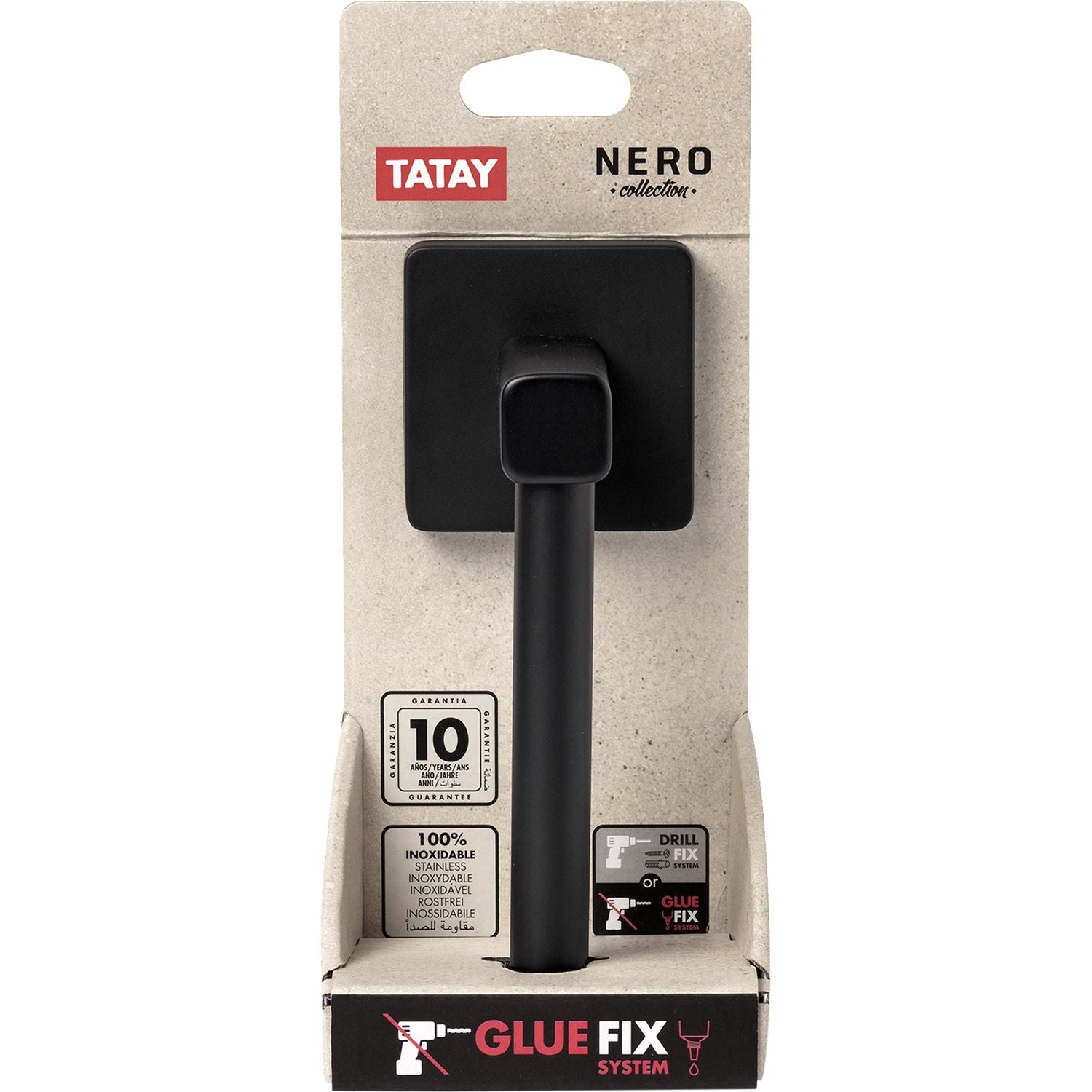 TATAY - Portarotolo Nero in Acciaio Inox Linea Nero Collection