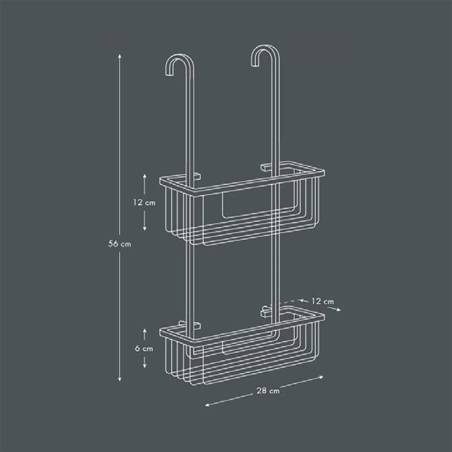 TATAY - Portaoggetti Doccia 2 Piani C-Gancio Aluminium Collection - Organizzazione e Stile per il Bagno
