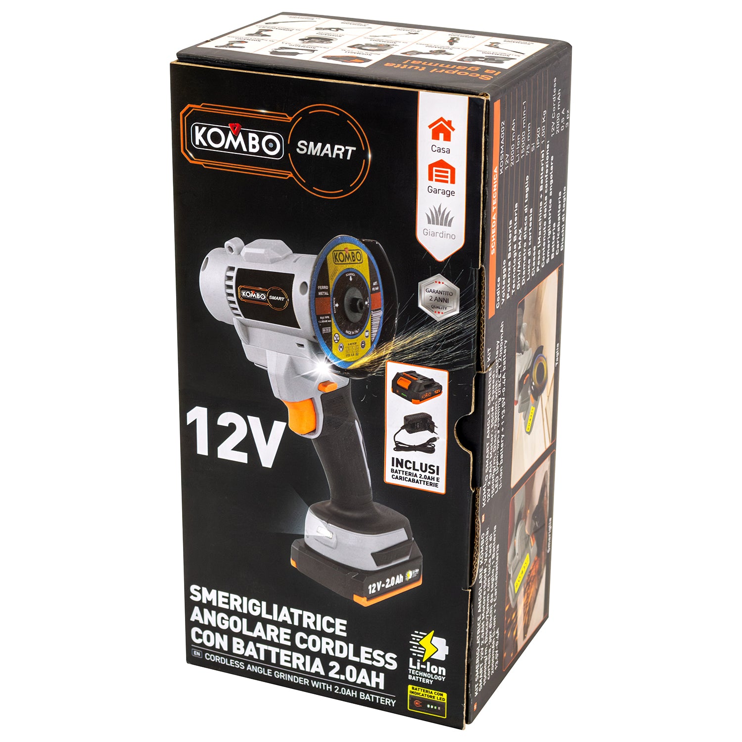 KOMBO - Smerigliatrice Angolare con Batteria Kombo Smart 12V 2.0Ah