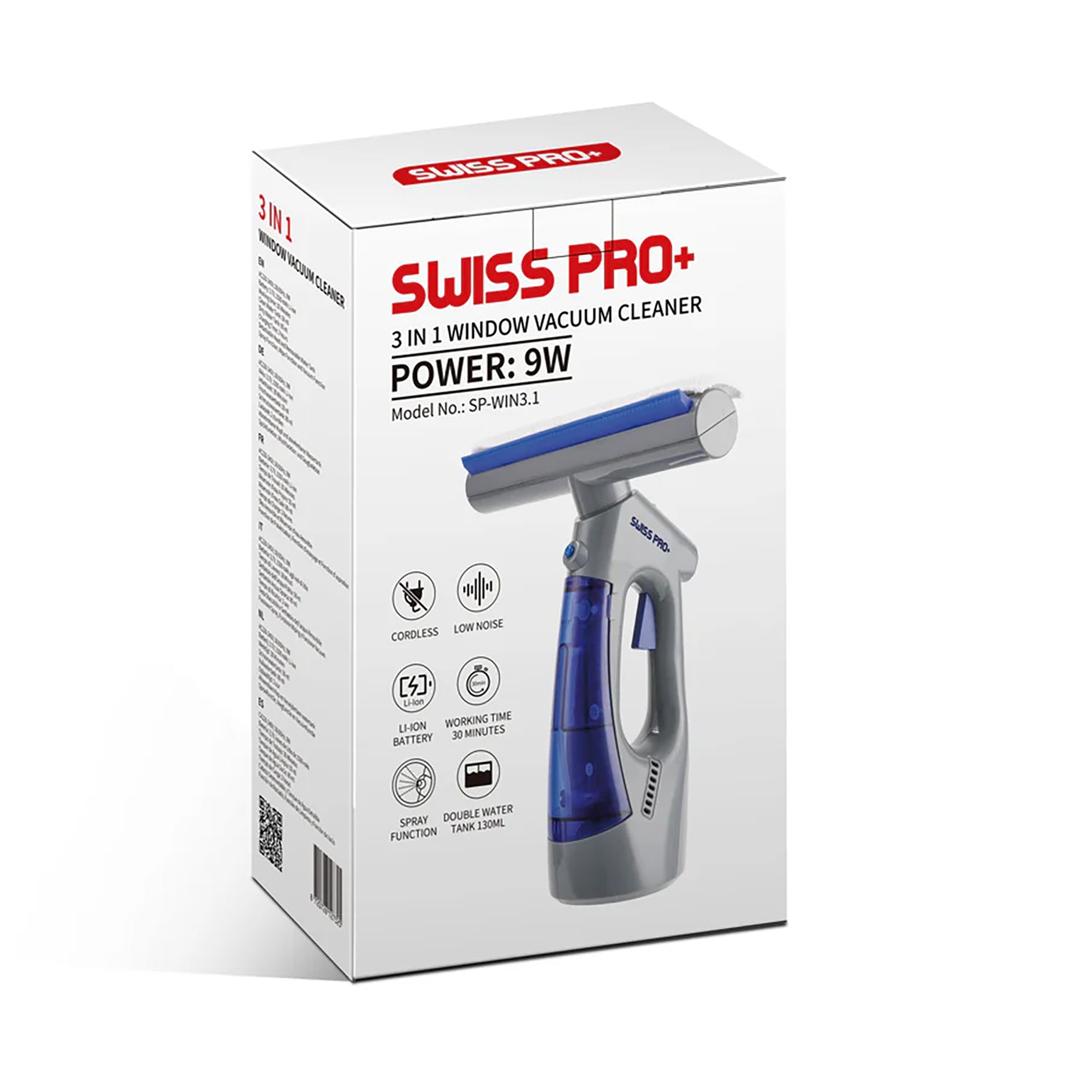 SWISS PRO+ - Aspirapolvere per Finestre 3 in 1 Ricaricabile Senza Fili SP-WIN3.1