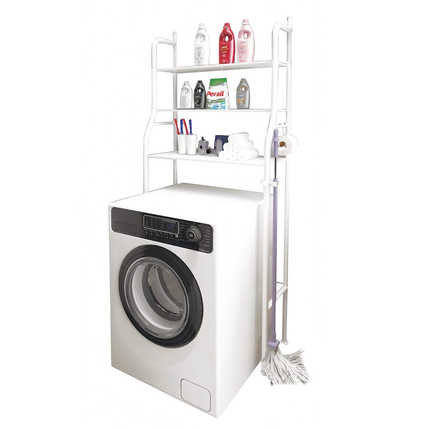 MULIN - Scaffale per Lavatrice Salvaspazio 3 Ripiani in Metallo - h155x65x25 cm