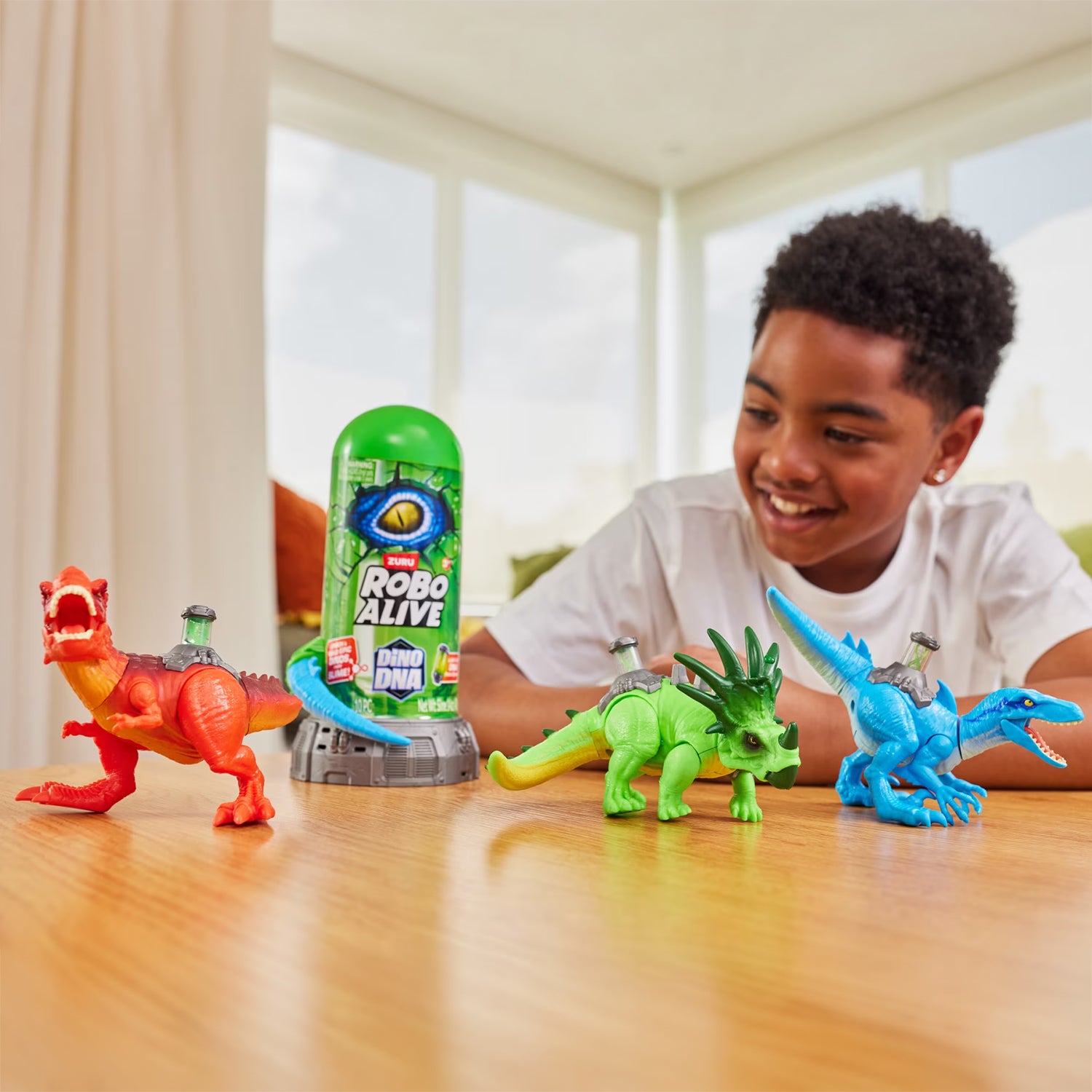 ZURU - Robo Alive Dino DNA Dinosauro con Slime e DNA Luminoso 3+ Anni