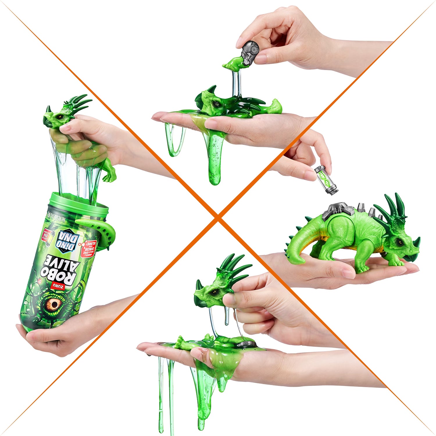 ZURU - Robo Alive Dino DNA Dinosauro con Slime e DNA Luminoso 3+ Anni