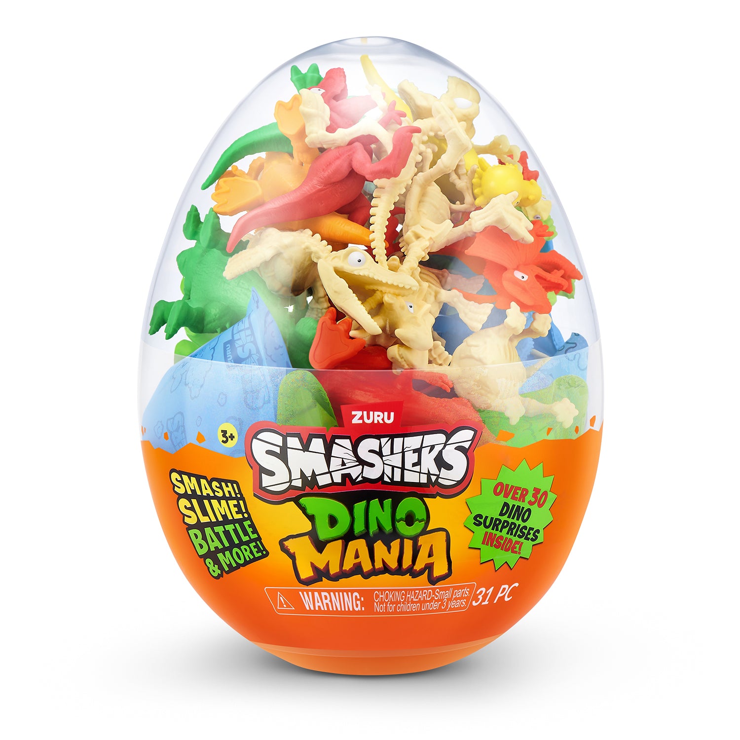 ZURU - Smashers Dino Mania Uovo Dinosauri con Oltre 30 Sorprese e 18 Personaggi 3+ Anni