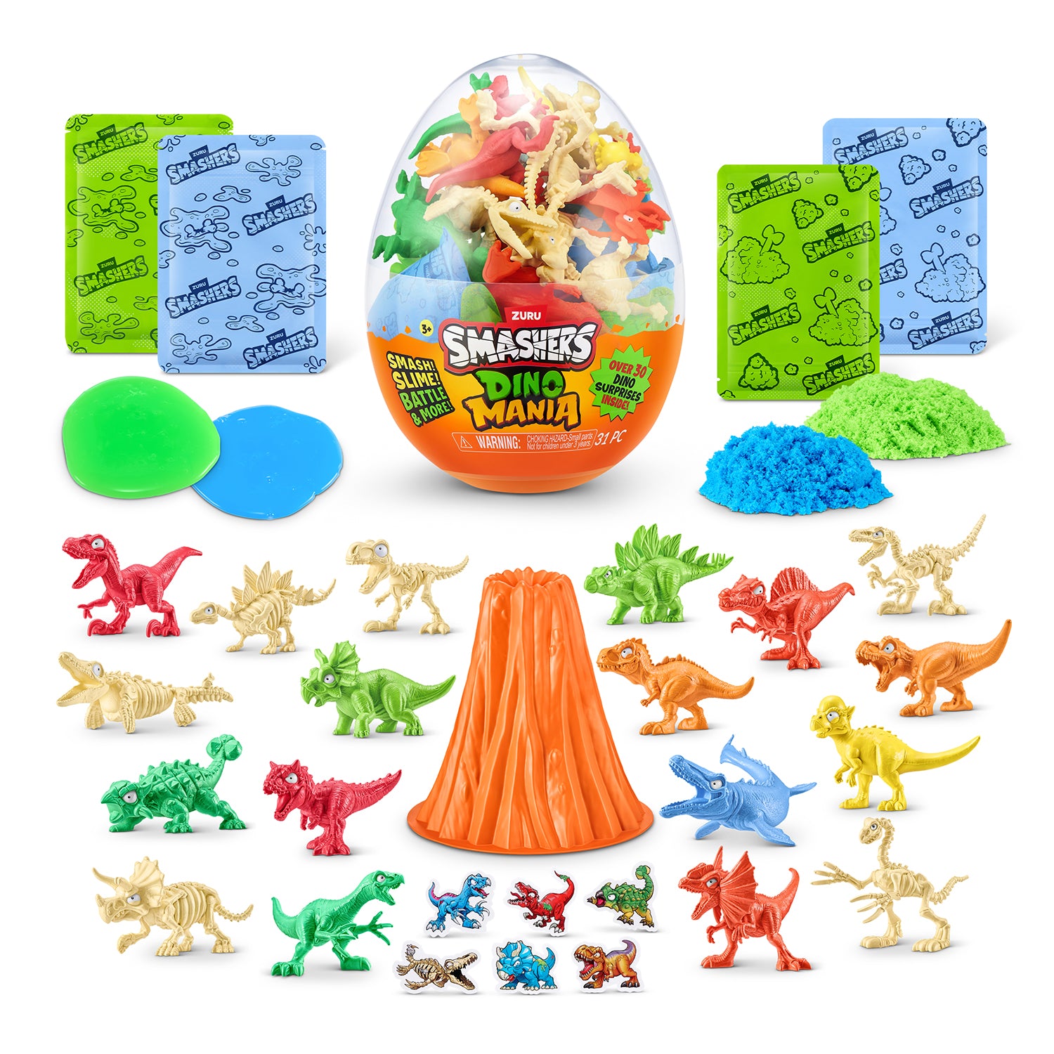ZURU - Smashers Dino Mania Uovo Dinosauri con Oltre 30 Sorprese e 18 Personaggi 3+ Anni