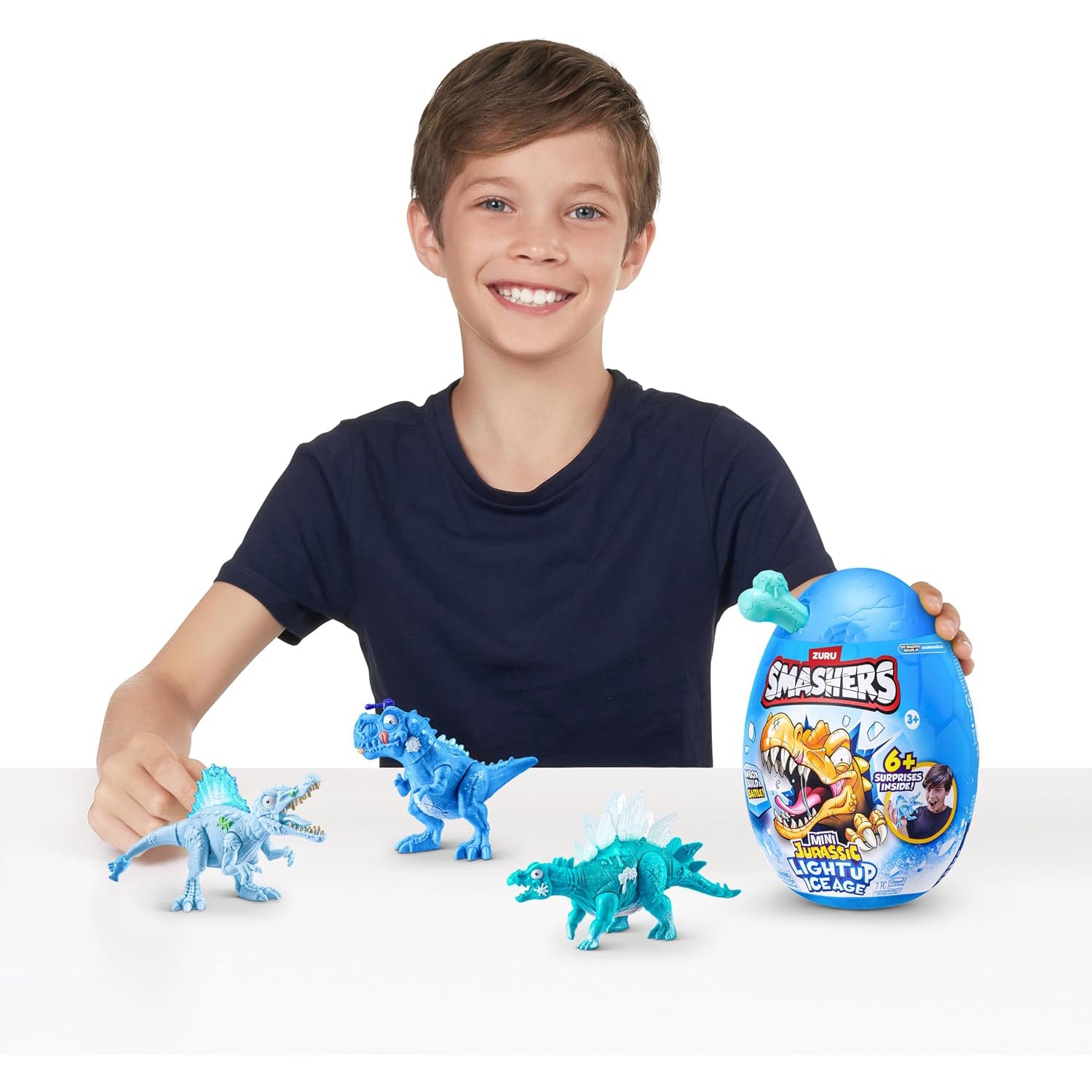 ZURU - Smashers Mini Jurassic Light Up Ice Age Uovo Dinosauro con 6+ Sorprese e Slime 3+ Anni