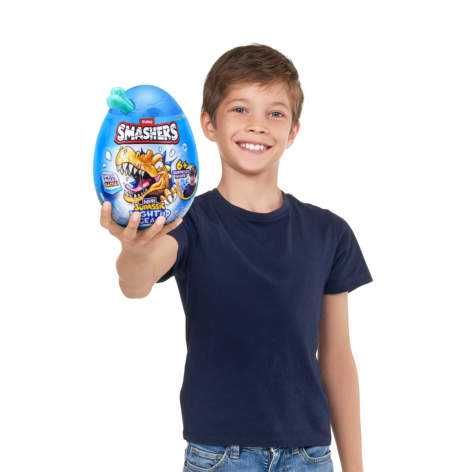ZURU - Smashers Mini Jurassic Light Up Ice Age Uovo Dinosauro con 6+ Sorprese e Slime 3+ Anni