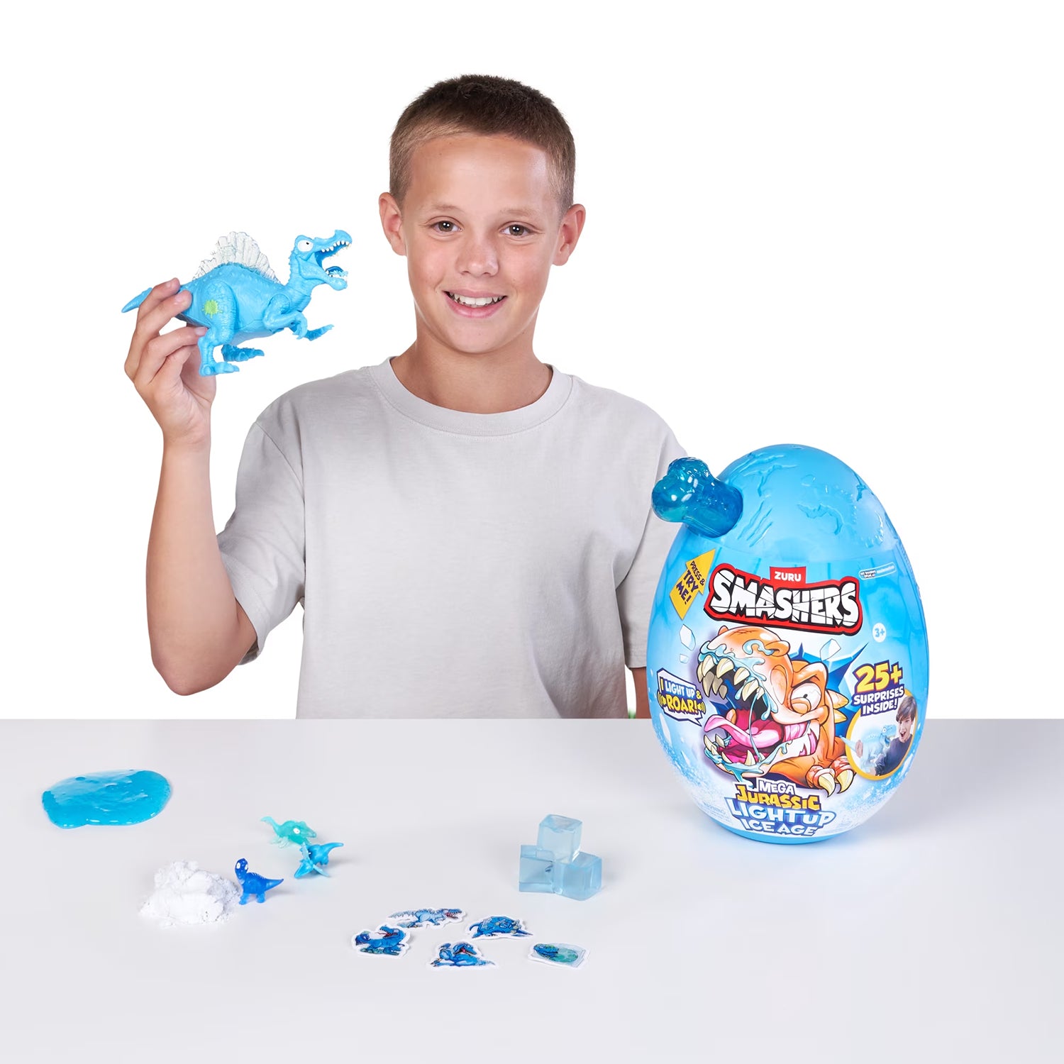 ZURU - Smashers Mega Jurassic Light Up Ice Age Uovo Dinosauro con 25+ Sorprese 3+ Anni