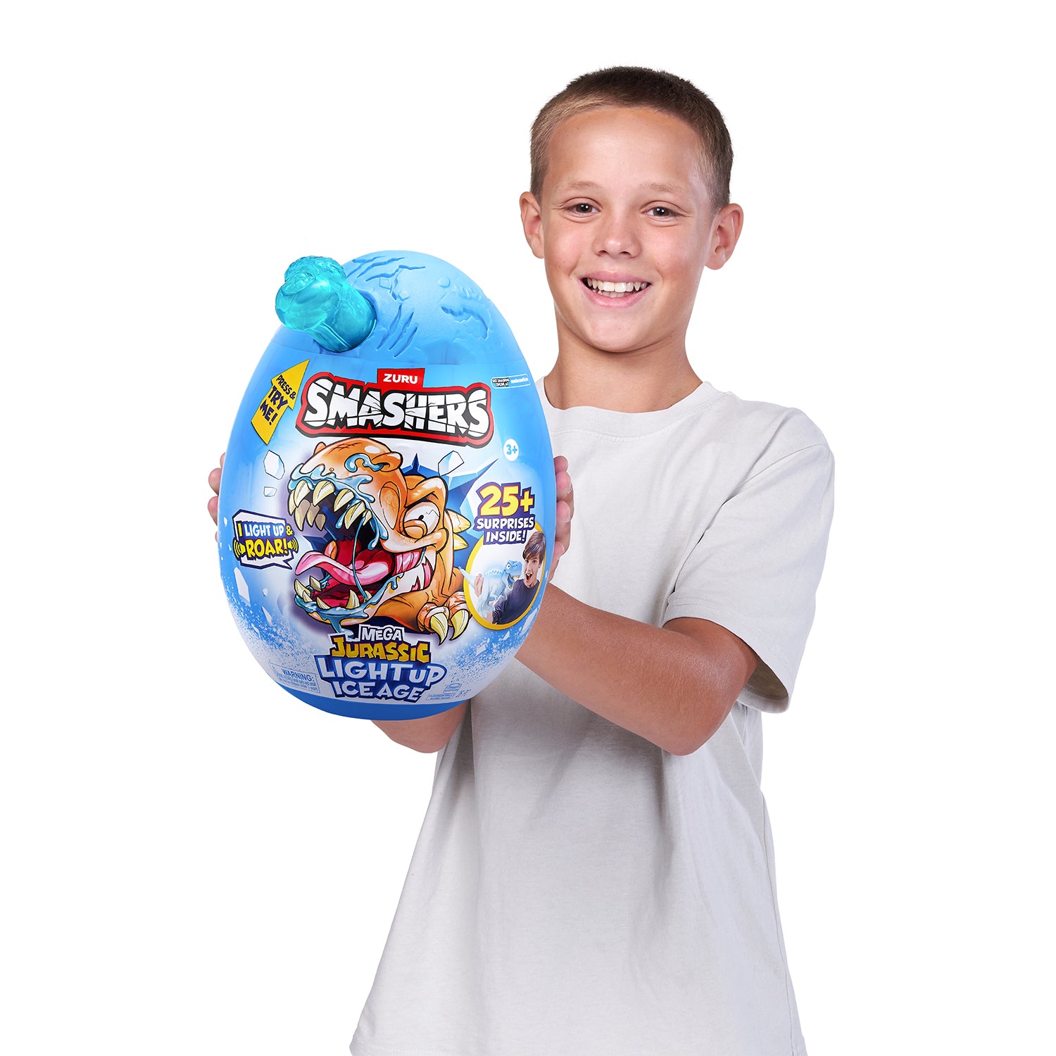 ZURU - Smashers Mega Jurassic Light Up Ice Age Uovo Dinosauro con 25+ Sorprese 3+ Anni