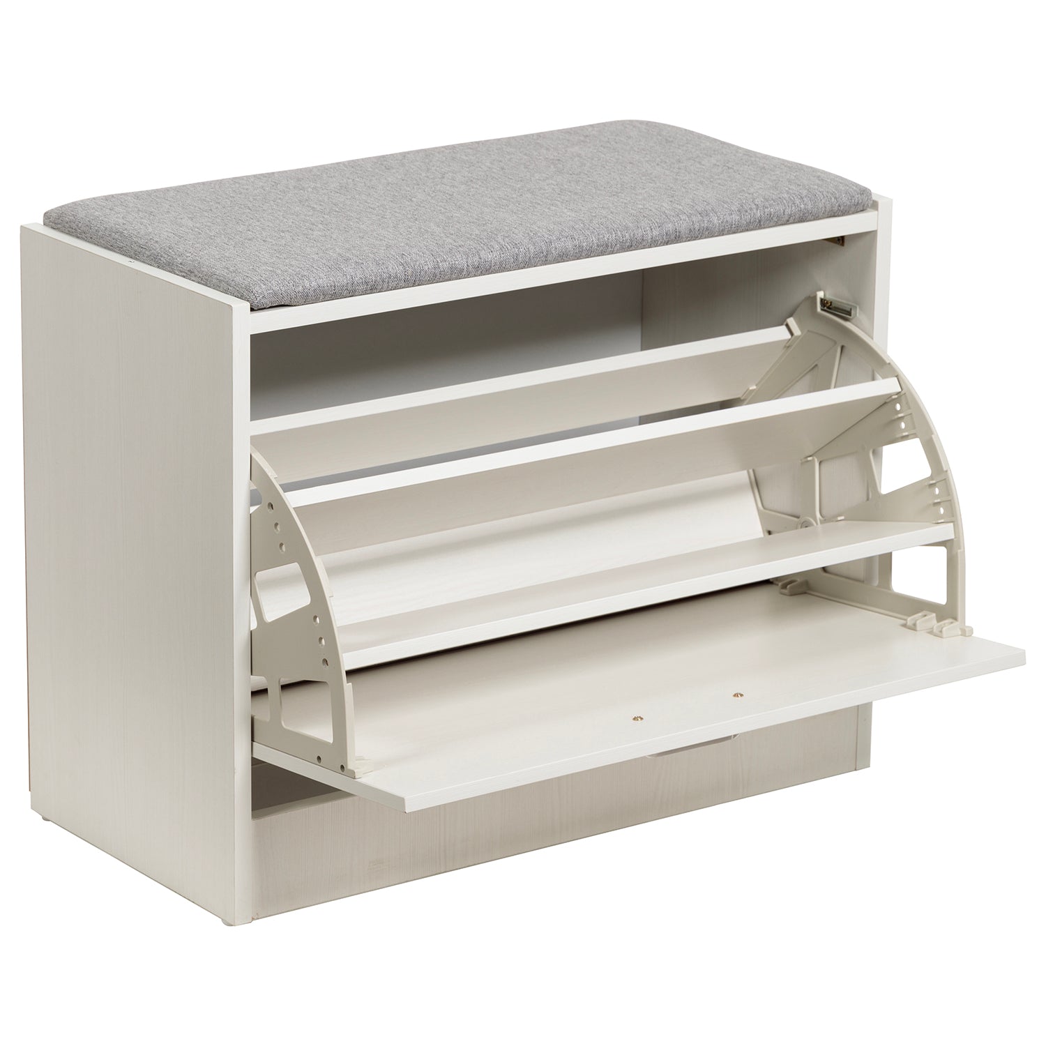 Panca Scarpiera Con Seduta - 3 Ripiani, Legno MDF, Bianco, 104x29.5x49 Cm - Multiuso Per Ingresso O Camera - Foto 11