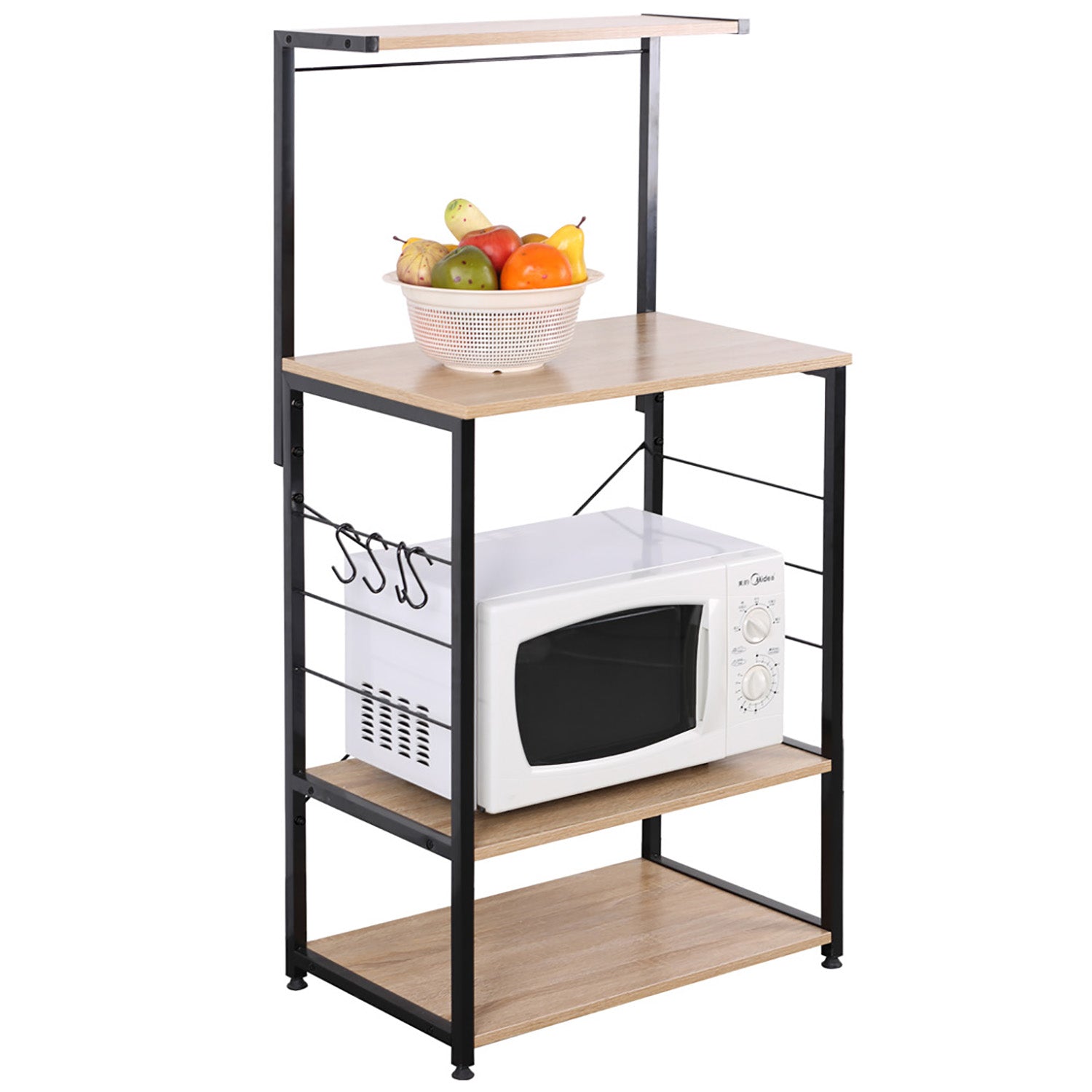 CASA COLLECTION - Carrello cucina 3 ripiani e mensola in legno truciolare e metallo bianco Linea Hamilton - h123x60x40 cm